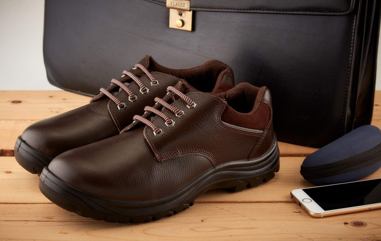 Neosafe A7008_10 Brown Aura, Low Ankle Royal Look Safety Shoes with Steel Toe Size 10