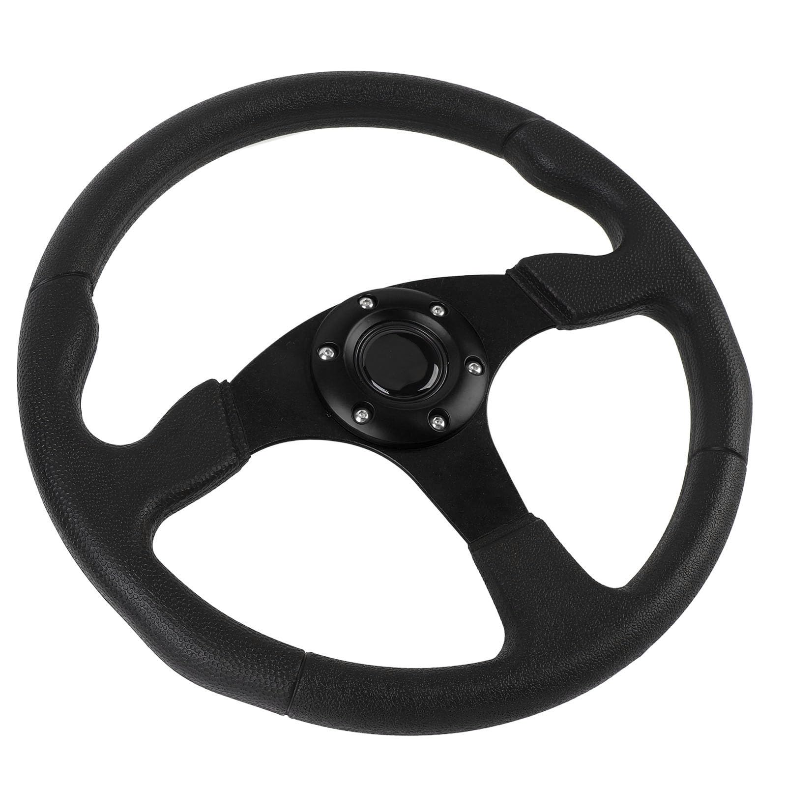 Volante da universale da 14 pollici, telaio in alluminio e pelle PU con adattatore per a 6 bulloni, adatto per la modifica automobilistica, aggiornamento dell’abitacolo (Nera)