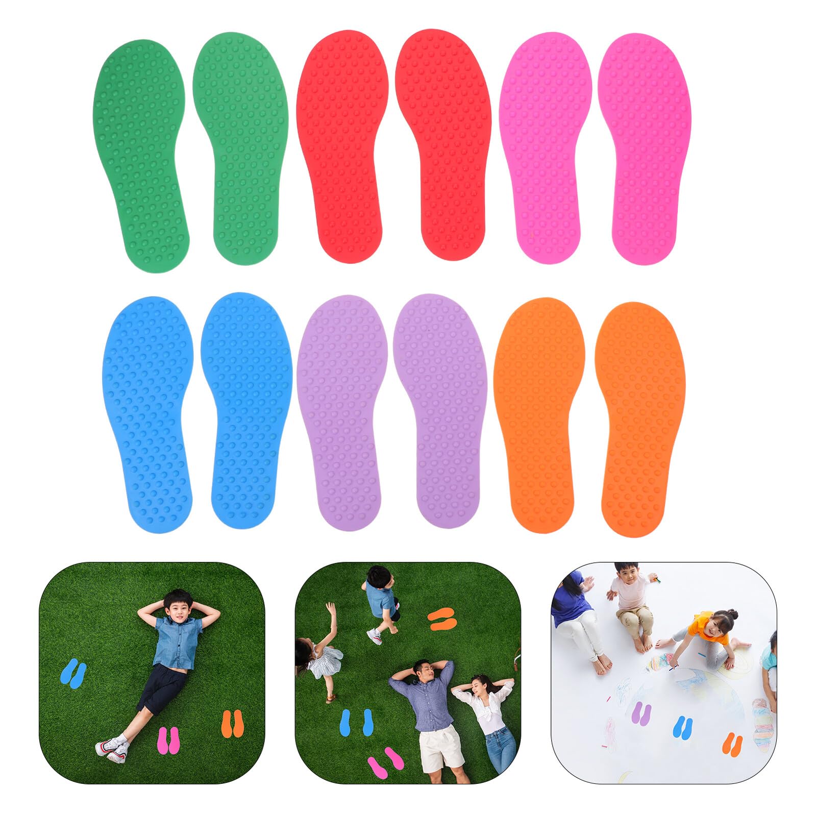 6 Paires de Marqueurs de Position en Caoutchouc de Pied pour Garçon et Filles, Jouets Sensoriels Tactiles pour Salle Sensorielle et Entraînement Coordination Main-Pied