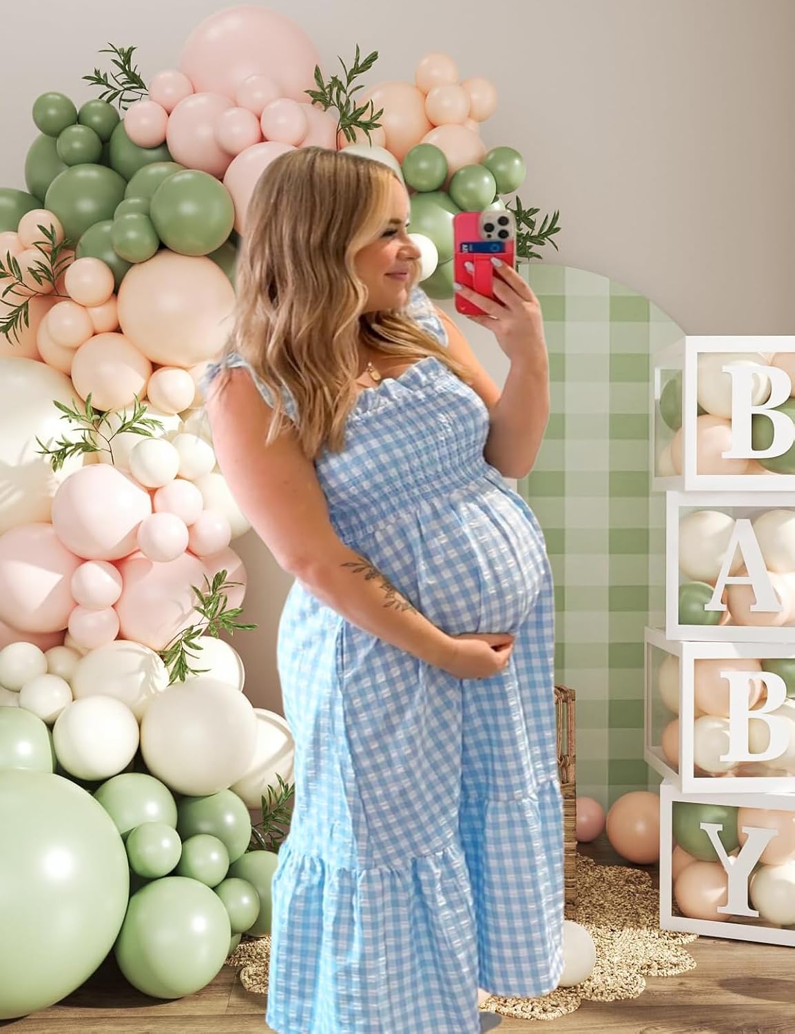Maternity Dress for Baby Shower & Photoshoot, Floral Ruffle Sleeve Maxi Dress for Spring Summer Pregnancy