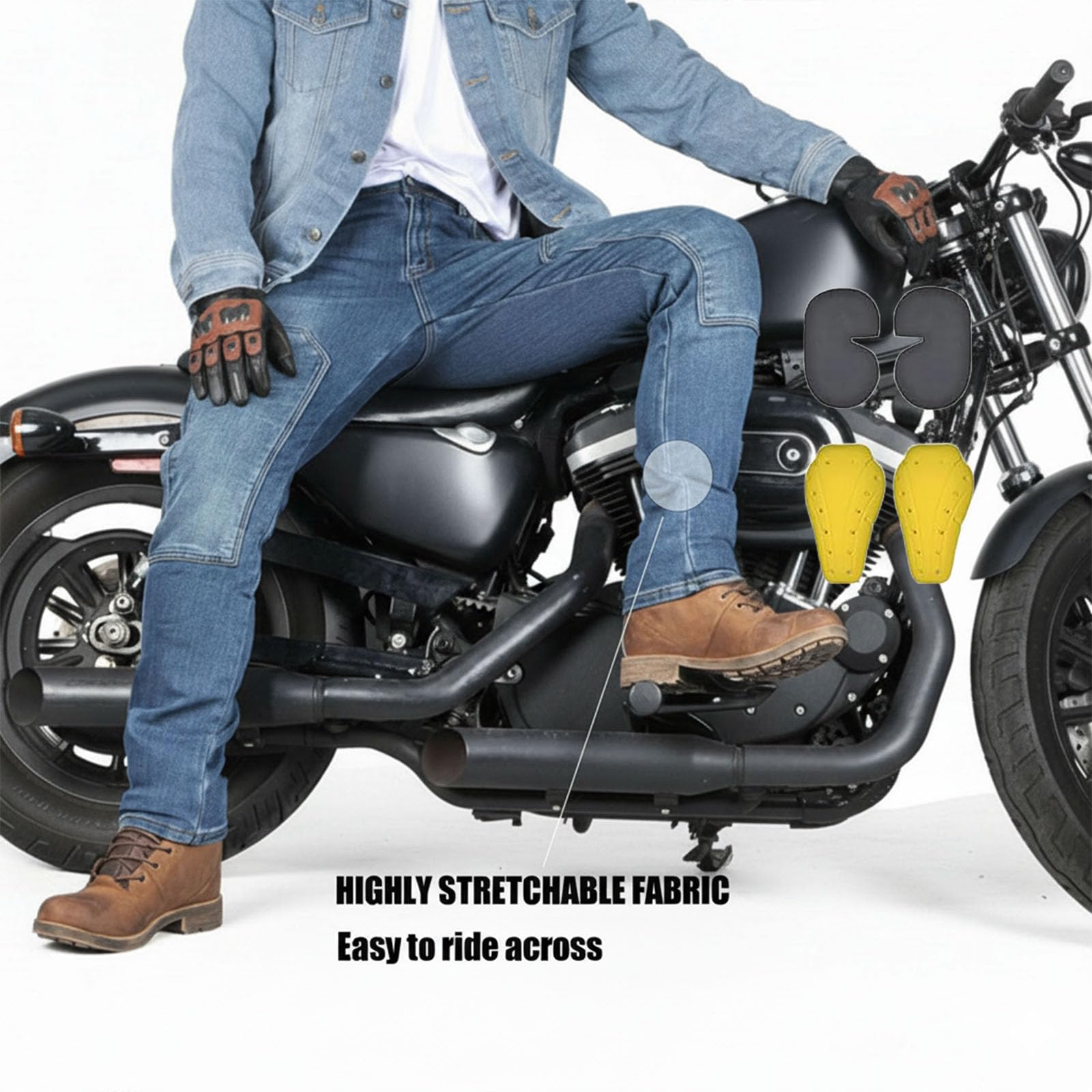 Motorradhose Herren Jeans Stretch – Motorrad Jeans mit elastischem Bund für Urban Riding & Alltag