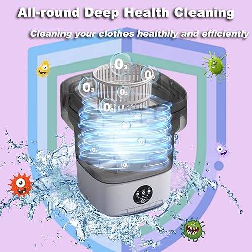 Miniatura 2 de Mini lavadora, máquina de lavandería portátil de 16 litros con giro para ropa interior, lavadora plegable para apartamento, RV