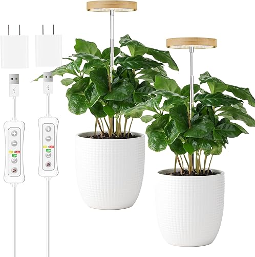 Miniatura 53 de yadoker Luz de cultivo de plantas, luz LED de espectro completo para plantas de interior, altura ajustable, temporizador automático, bajo voltaje