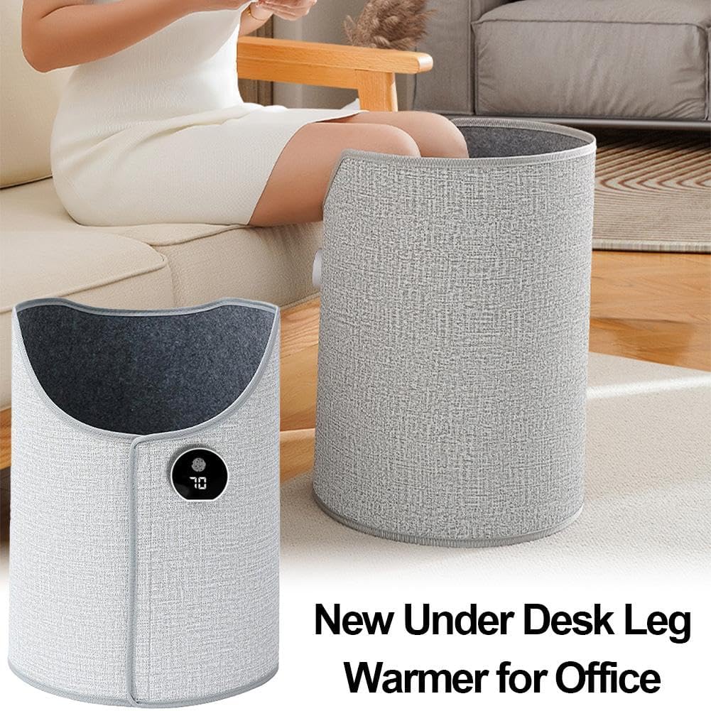 Foldable Under Desk Space Heater, 5 Temperature Settings, 5-Second Rapid Heating, Portable Personal Electric Panel Space Heater, Rollable Foot Warmer for Office & Home with Soft Blanket (Gray)