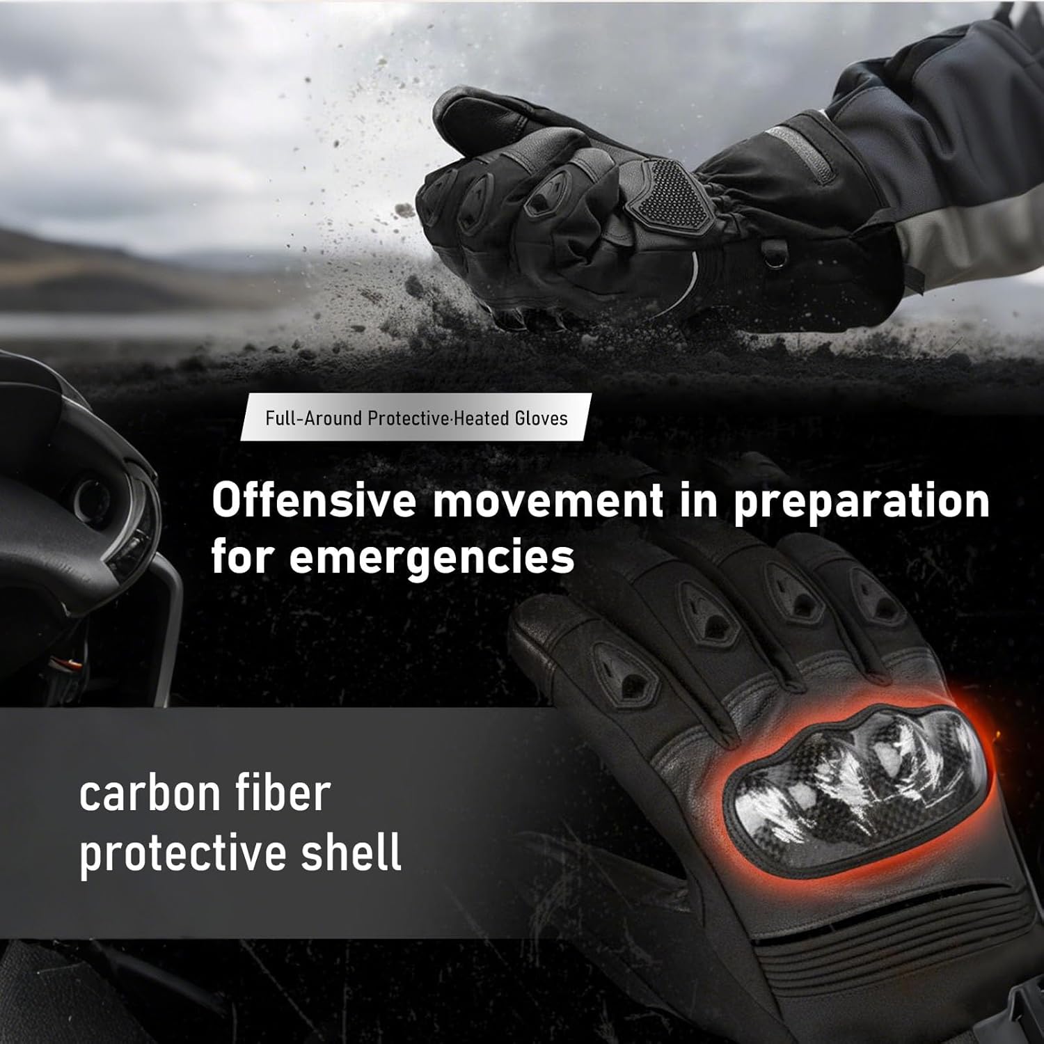 Heated Motorcycle Gloves for Men Women, 5V 5000mAh Rechargeable Battery, Upgraded Waterproof Windproof Non-Slip & Touchscreen Compatible, for Motorcycle Riding, Skiing, Hiking, Fishing, Hunting - Image 3
