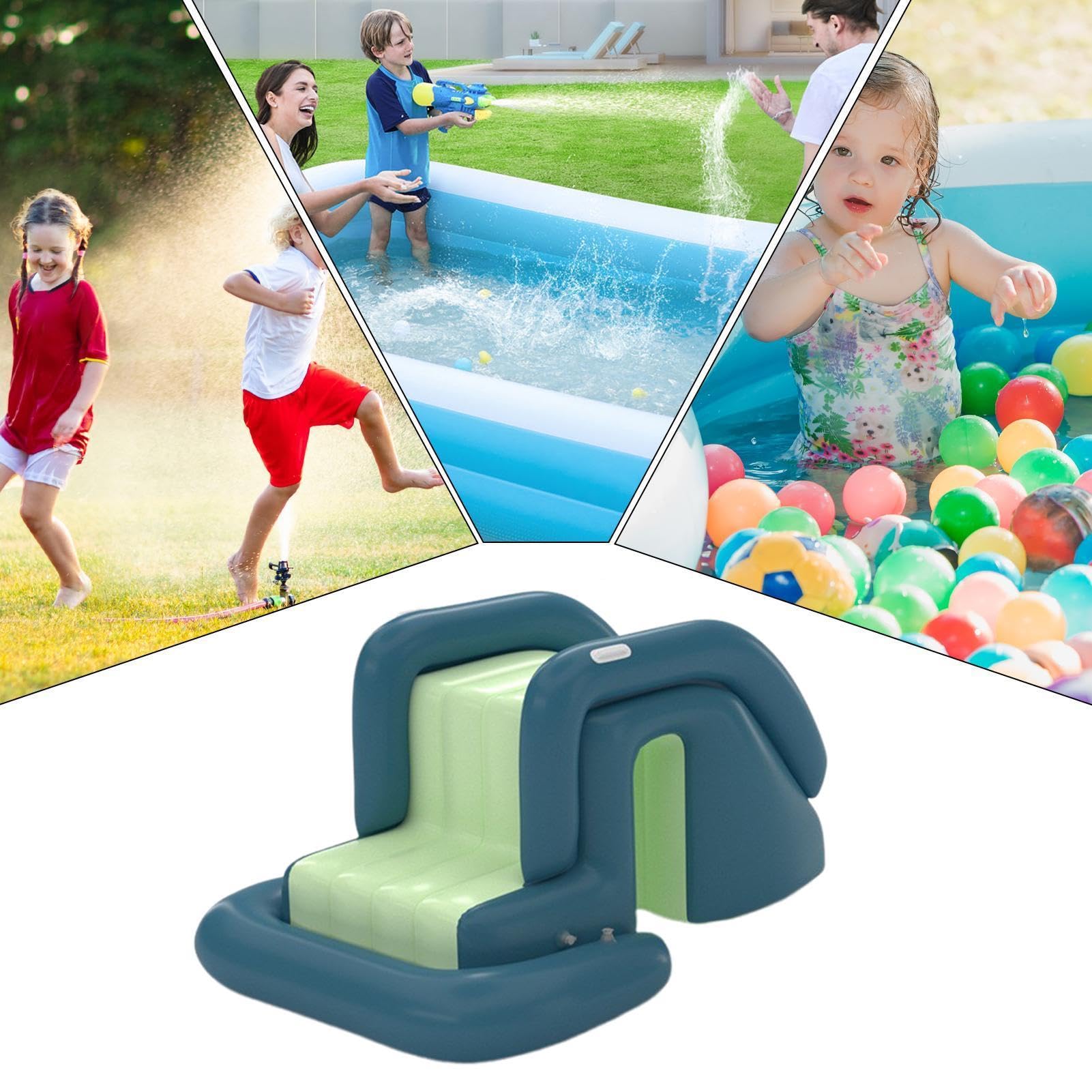 Aufblasbare Poolrutsche – Aufblasbarer Schwimmbad-Wasserrutschenpark | Robustes Wasserspielspielzeug Für Den Außenbereich | Langlebiger Sommerspaß Im Hinterhof, Aufblasbar Für Kinder Und Erwachsene, P