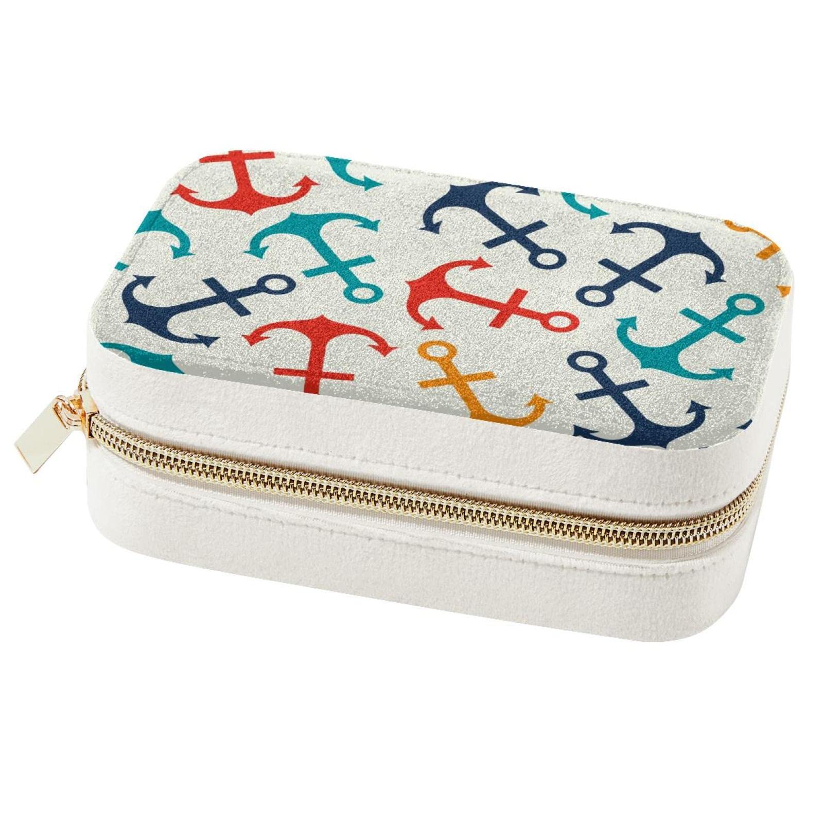 Boîte à bijoux portable motif ancres : idée cadeau demoiselle d'honneur originale