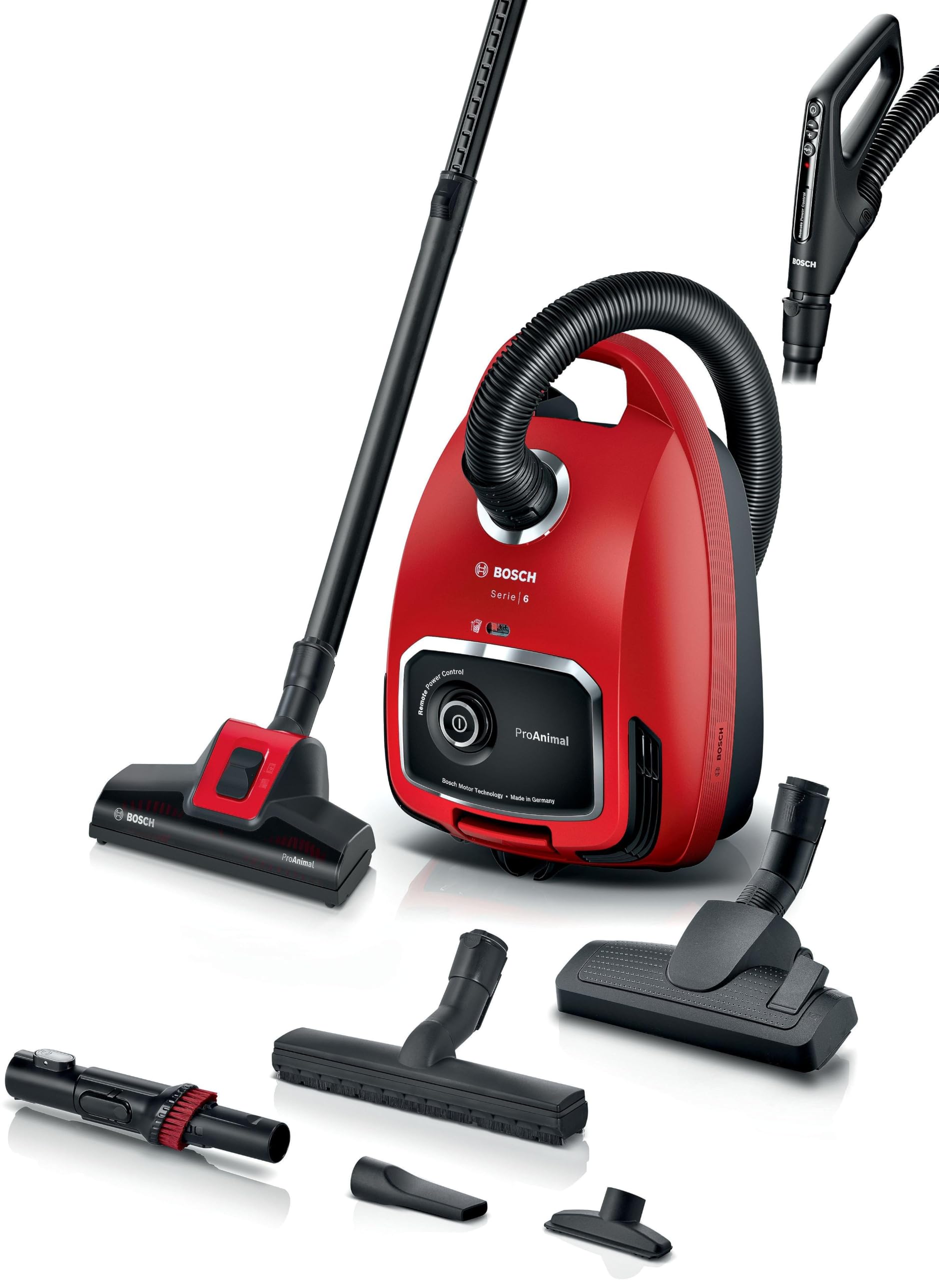 Bosch Serie 6 ProAnimal BGL6PET3 - Roja, rango de 12 m, filtro HEPA, 10 años de garantía del motor, eficaz contra el pelo de las mascotas