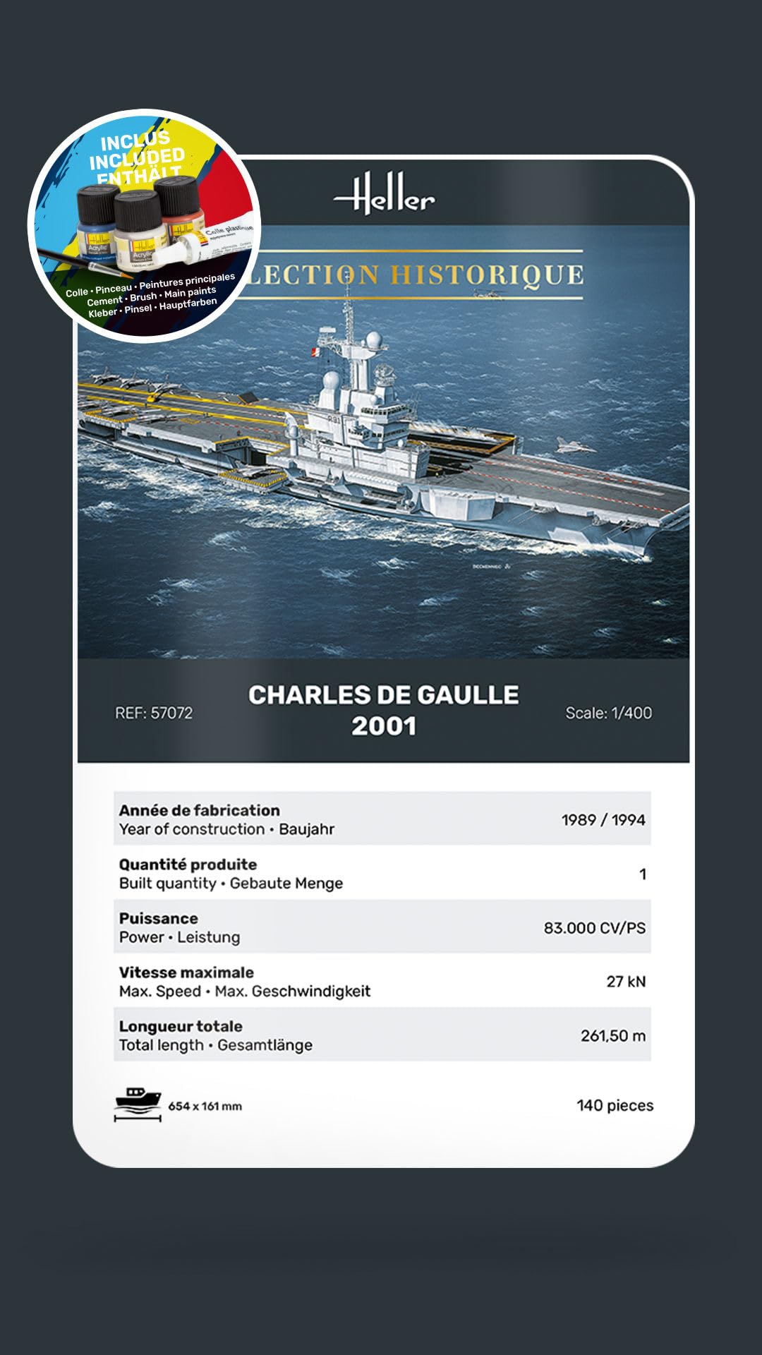 Heller Joustra Maquette bateau Porte Avions Charles De Gaulle Starter Kit