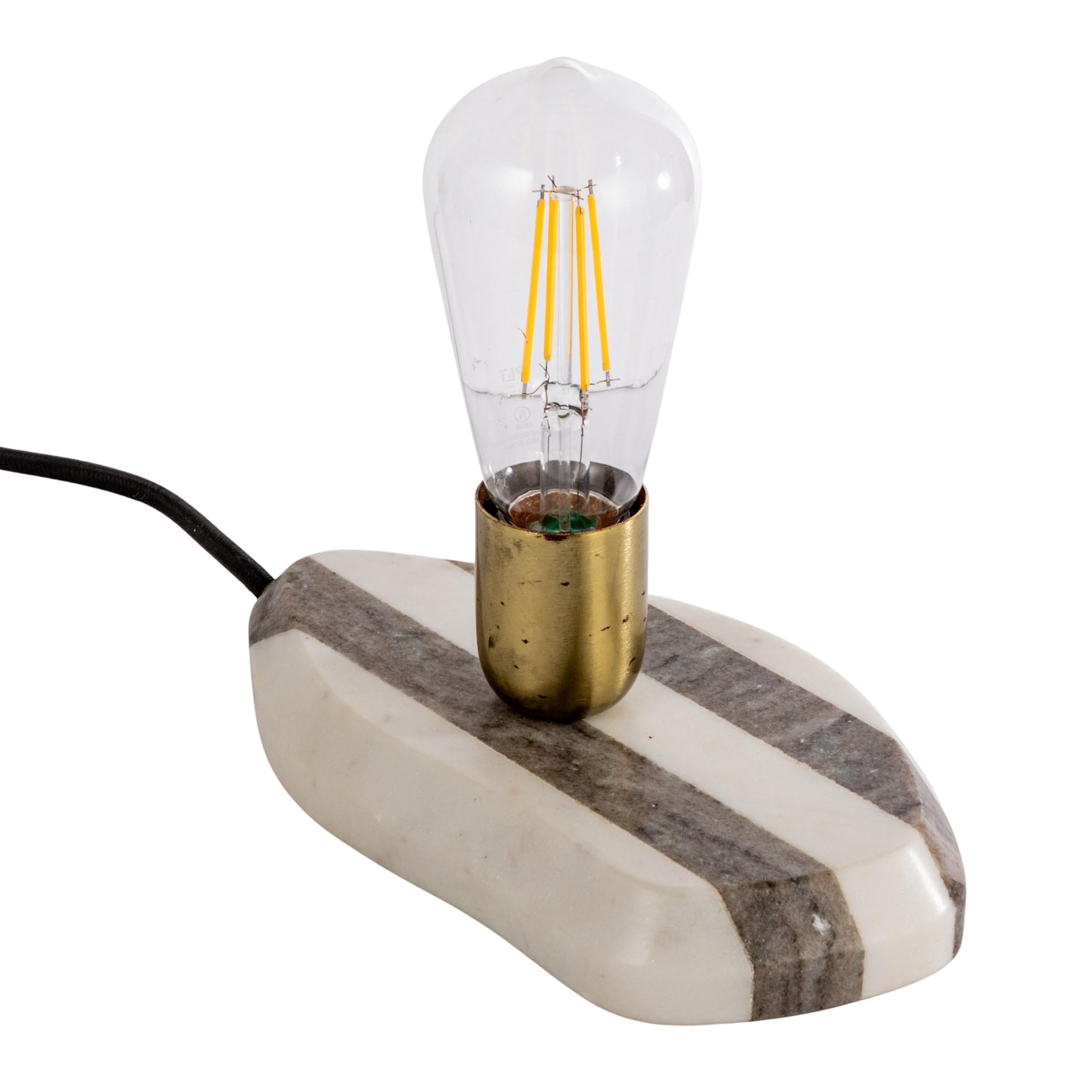 Bloomingville Marble Striped Wall Sconce with Inline Switch, White and Buff Color