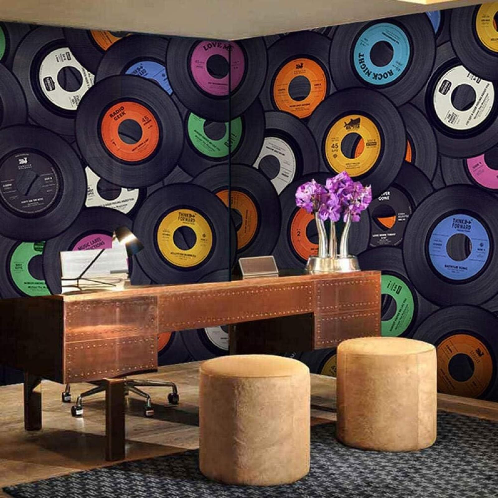 Individualidad Negro Colorido Música Cd Álbum Papel Pintado 3D Seda Texturizada Primera Calidad Neutros Material Ideal Para SalóN Dormitorio-430cm×300cm