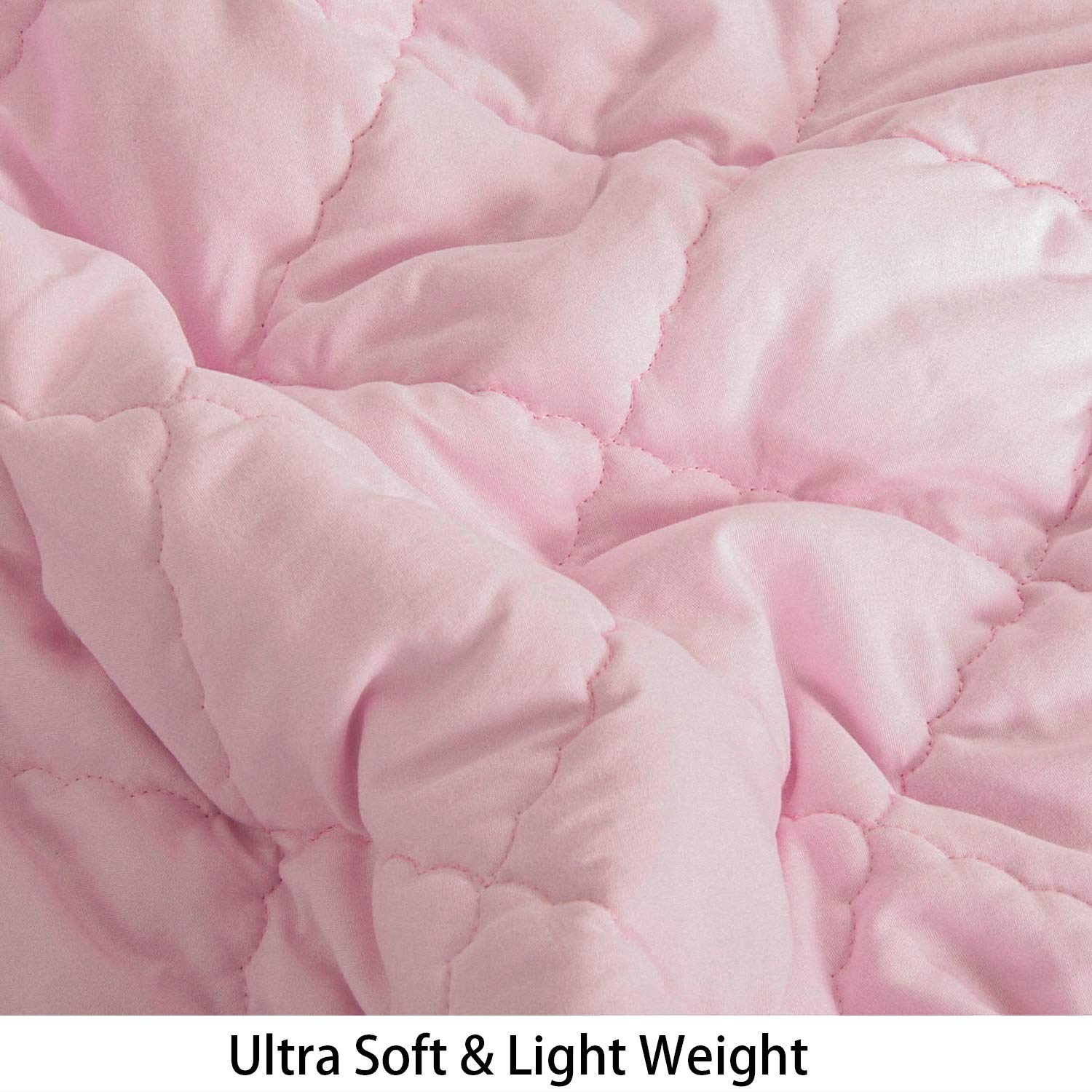 NTBAY Down Alternative Oversized Toddler Comforter, Super Soft and Warm Solid Color Baby Crib Quilted Blanket, 43x60 inches, Pink - Image 3