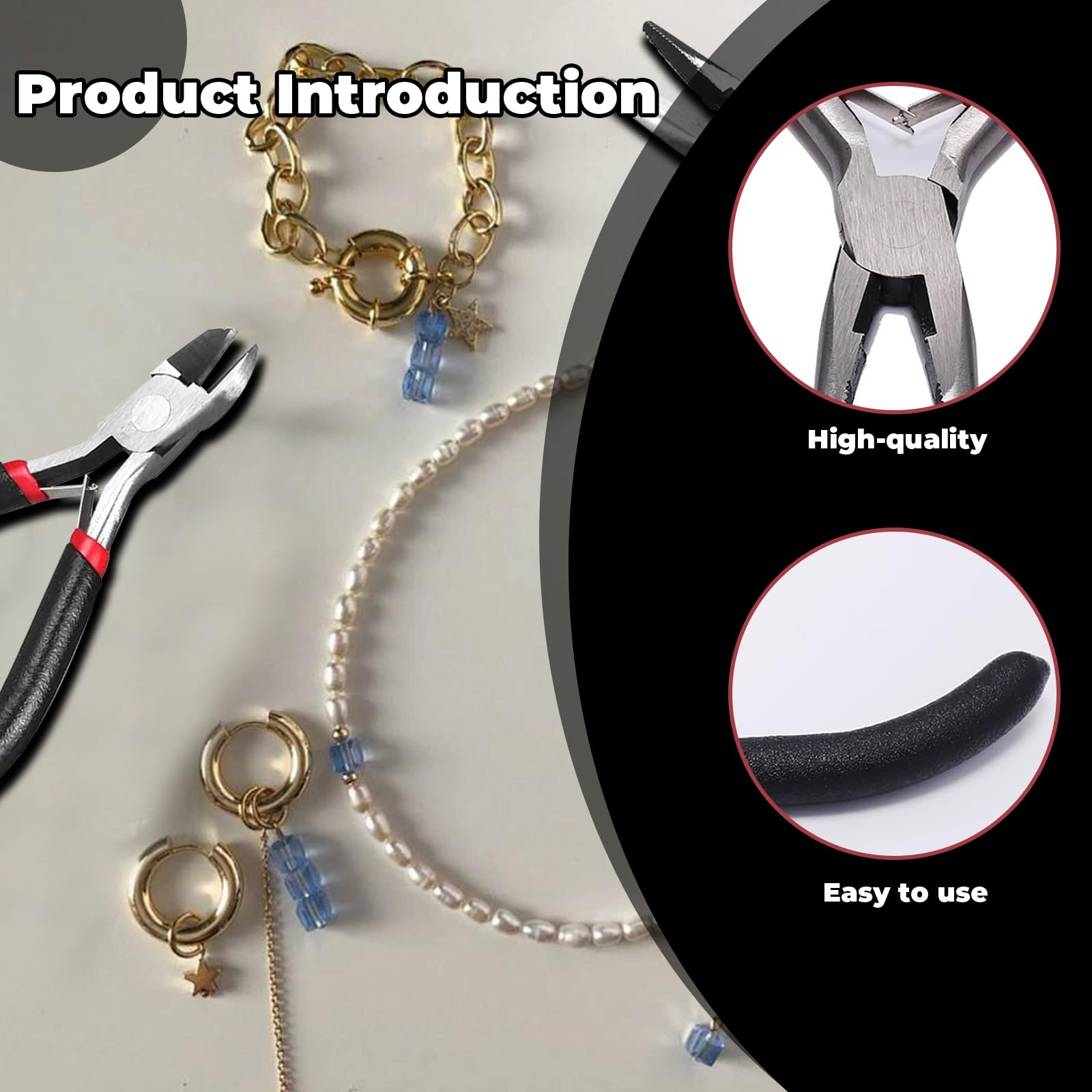 4 Set Lightweight Jewelry Pliers Kits Polished Smooth Round Nose Pliers Set Non-Slip Handle Wire Cutters for Jewelry Beading Cutting - Image 3