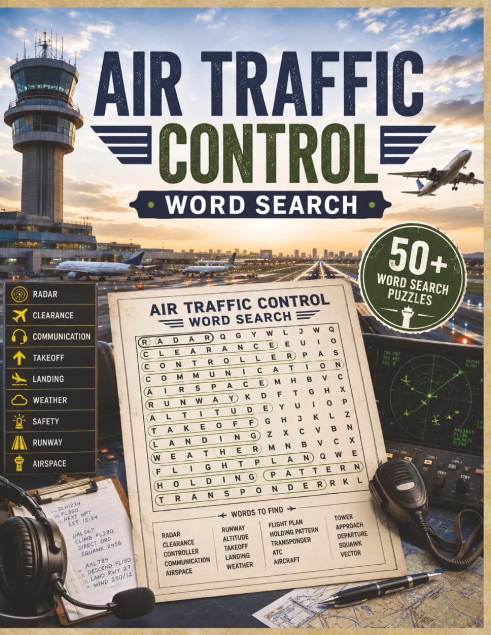 Air Traffic Control Large Print Word Search: 50+ Aviation-Themed Puzzles Featuring ATC Communications, Aircraft Operations, Navigation Systems, Airports, and Flight Procedures