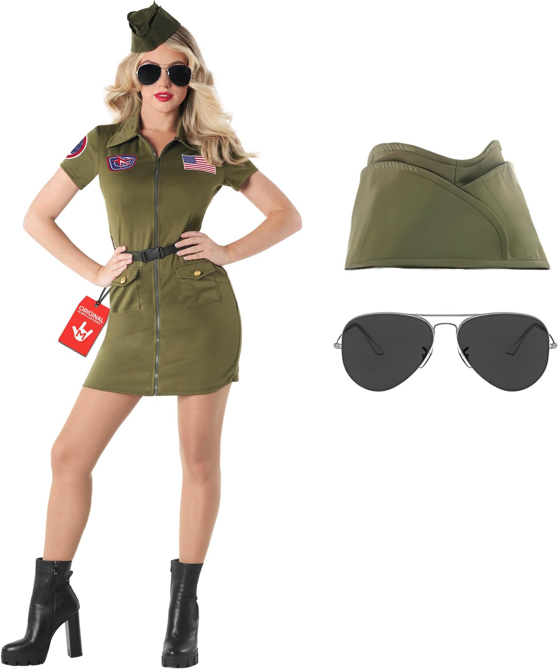 Fun Shack Womens Aviator Costume, Womens Pilot Costume, Military Costumes Women, Army Fancy Dress, Halloween Costumes Women