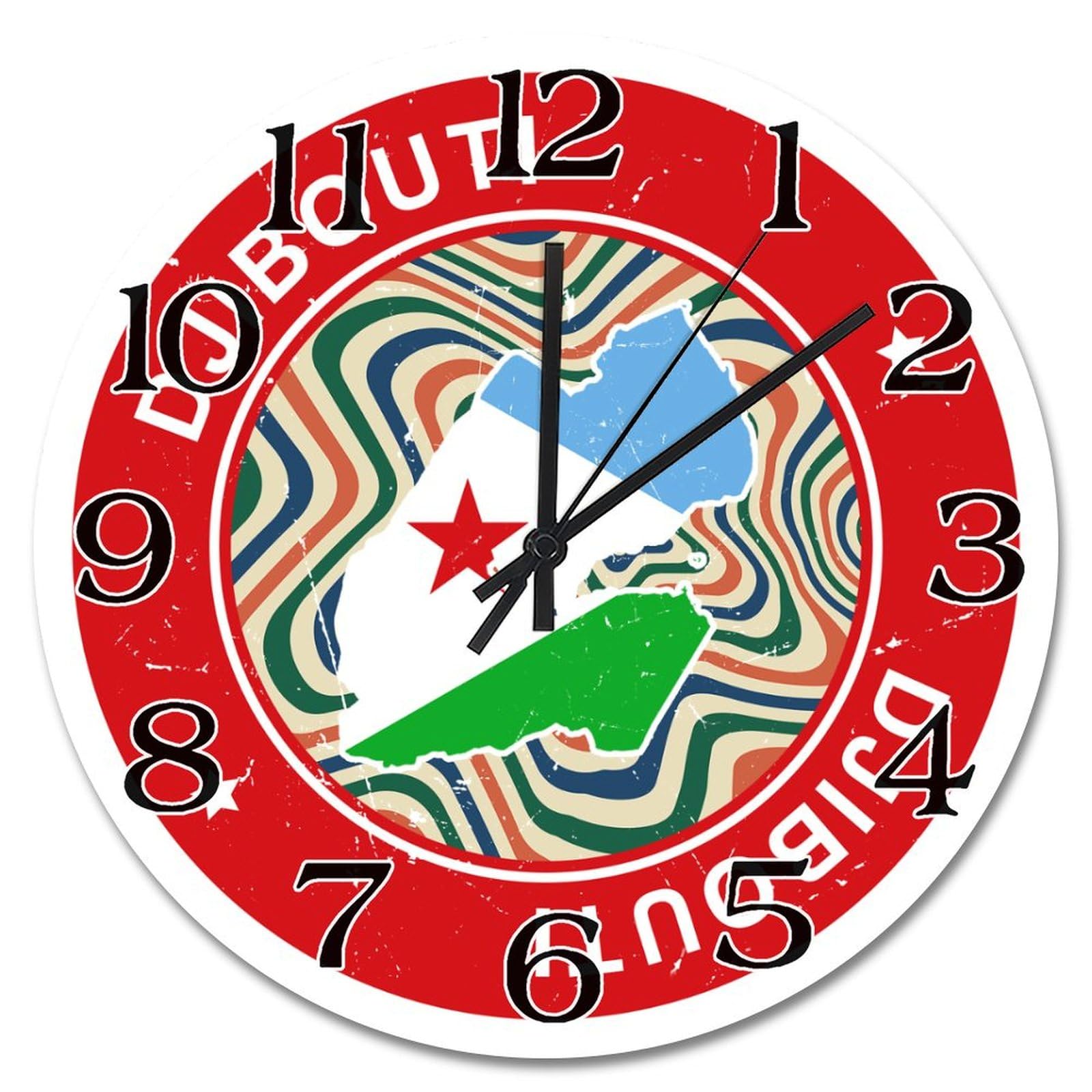 Horloge silencieuse Djibouti de 38cm à pile pour bureau et salon
