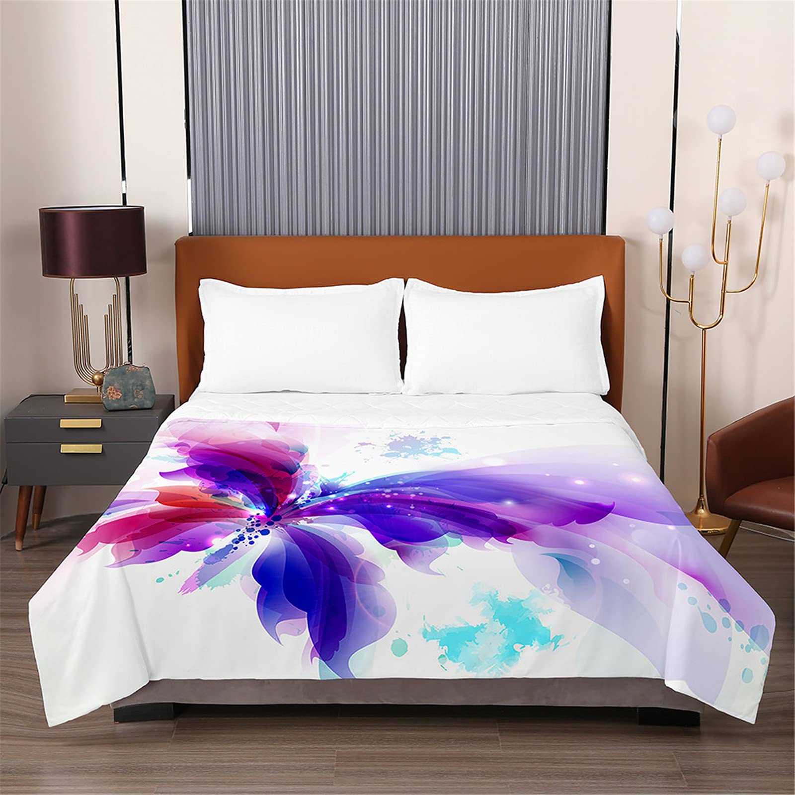 Oduo Moderna Colcha de Verano Colcha Bouti Colcha Acolchada para Cama Suave y Cómoda - Edredón Fresca Lavable para Primavera y Entretiempo Individual Matrimonio Infantil (Tinta Morada,180x220cm)