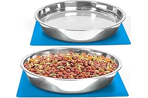 Shallow Dog Food Bowl: Non-Slip Stainless Steel Bowls for Large Dogs