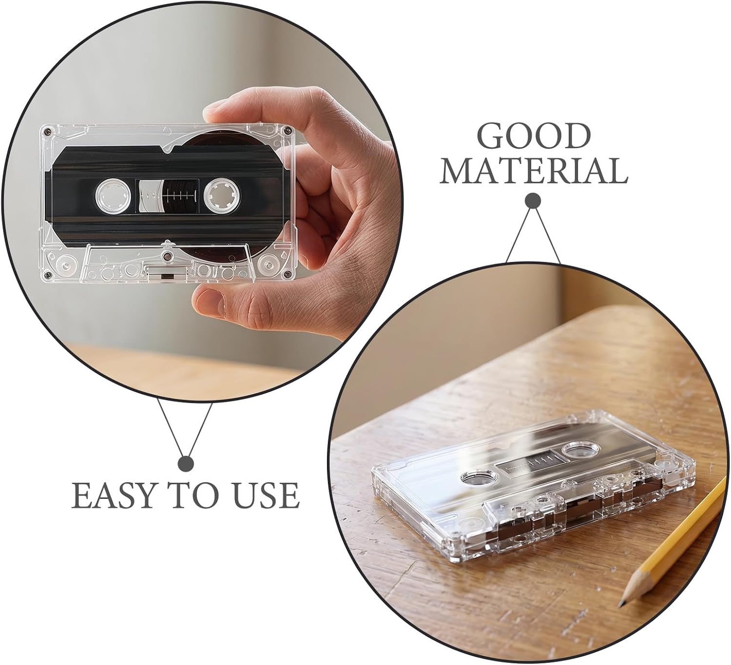 5pcs Blank Cassette Tapes for Recording - 60 Minutes Clear Audio Recording Tape for Speech Music Voice Lecture Daily Audio