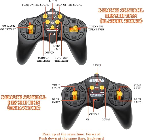 Miniatura 5 de Fistone Juego de juguetes de semirremolque y excavadora a control remoto, camión plano de 2.4 GHz con juguetes de excavadora, tractor de ingeniería