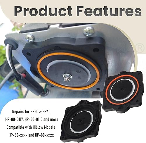 Miniatura 4 de Kit completo de reconstrucción de bomba de aire HP6080 para aireadores Hiblow HP 80, HP 60, HP-80-0110, con interruptor blanco