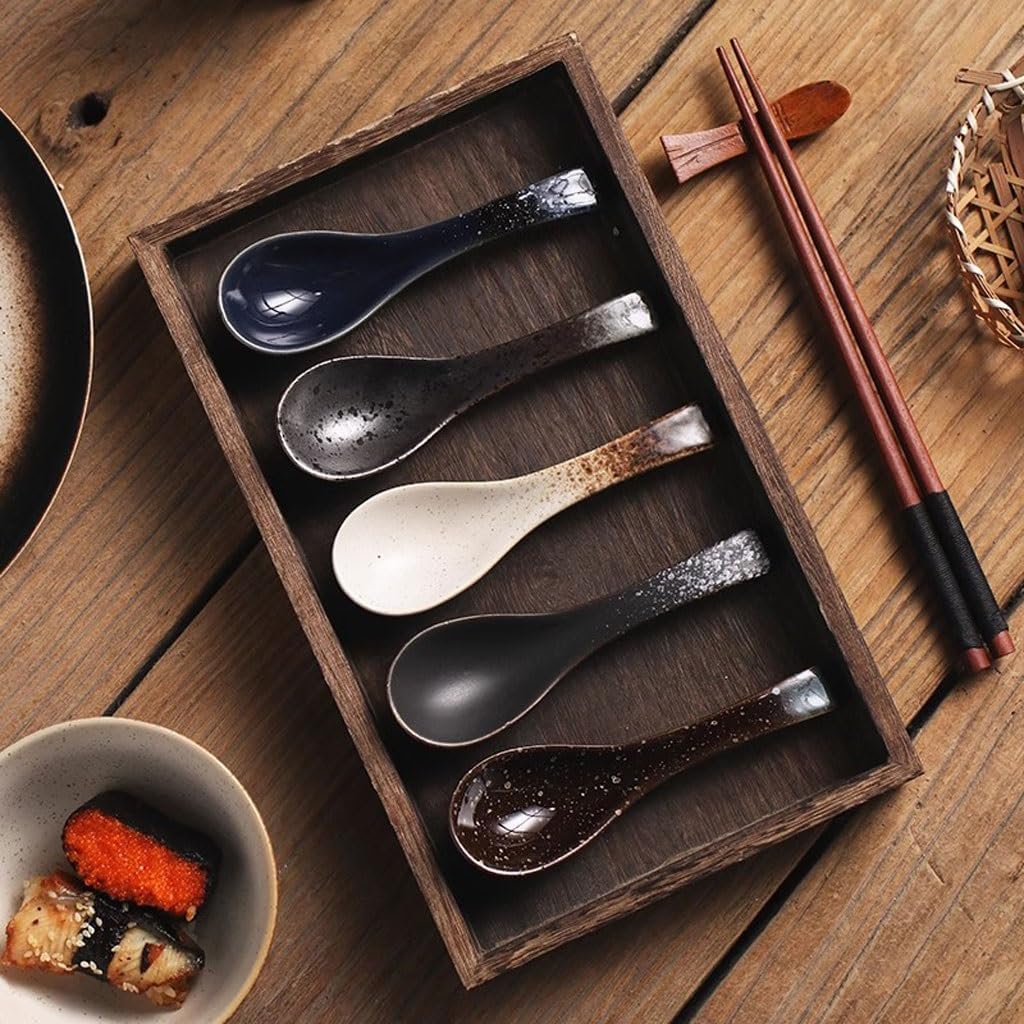 Spoons,soup spoons,Spoons for Cooking Kitchen Small Spoon Tableware Retro Spoon Long Handle Rice Spoon Ceramic Large Spoon Household Spoon Dinner Spoon Teaspoons(Blue)