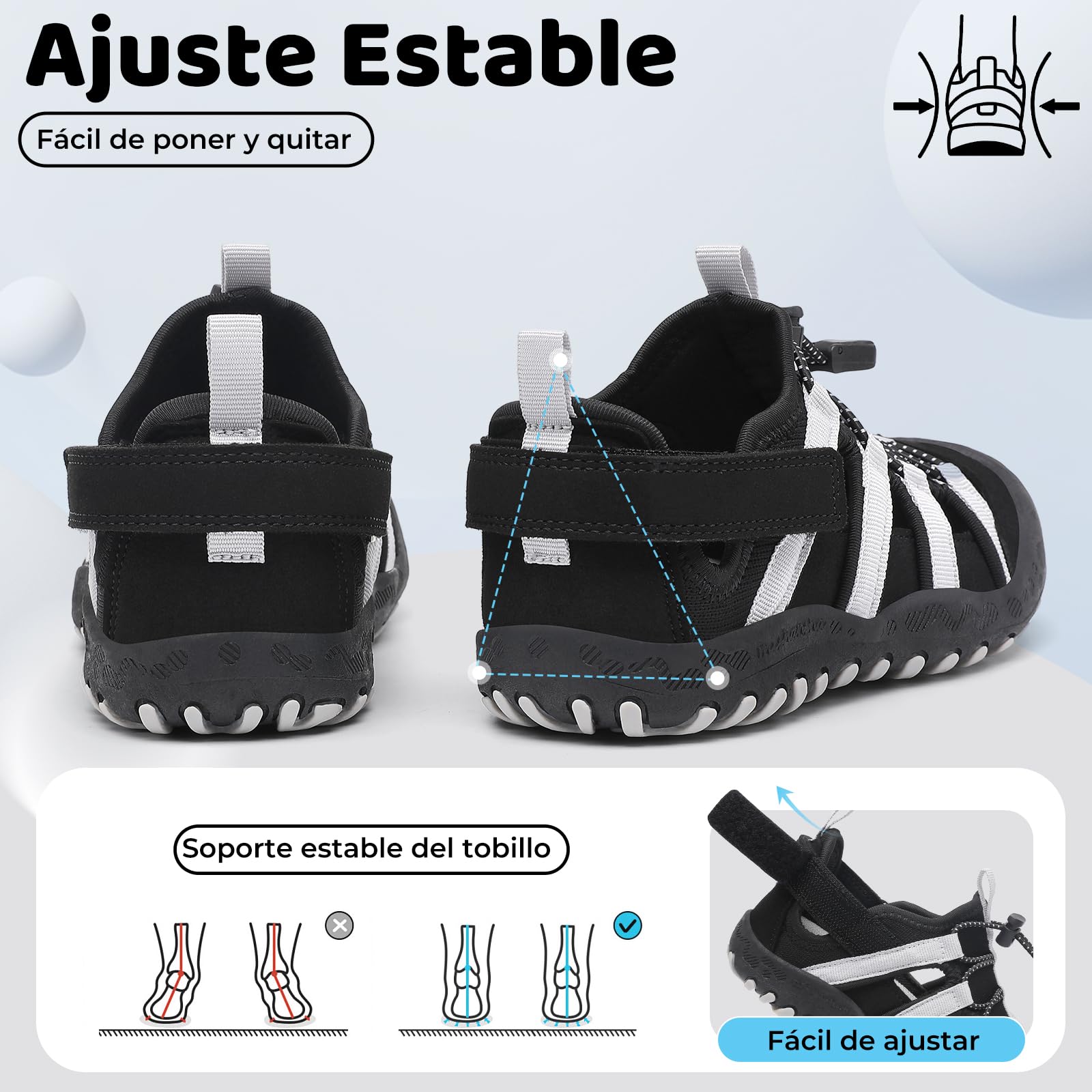Mishansha Sandalias Deportivas para Niños con Puntera Cerrada Zapatos de Verano para Playa Senderismo Sandalias Tallas 26-38 - 5