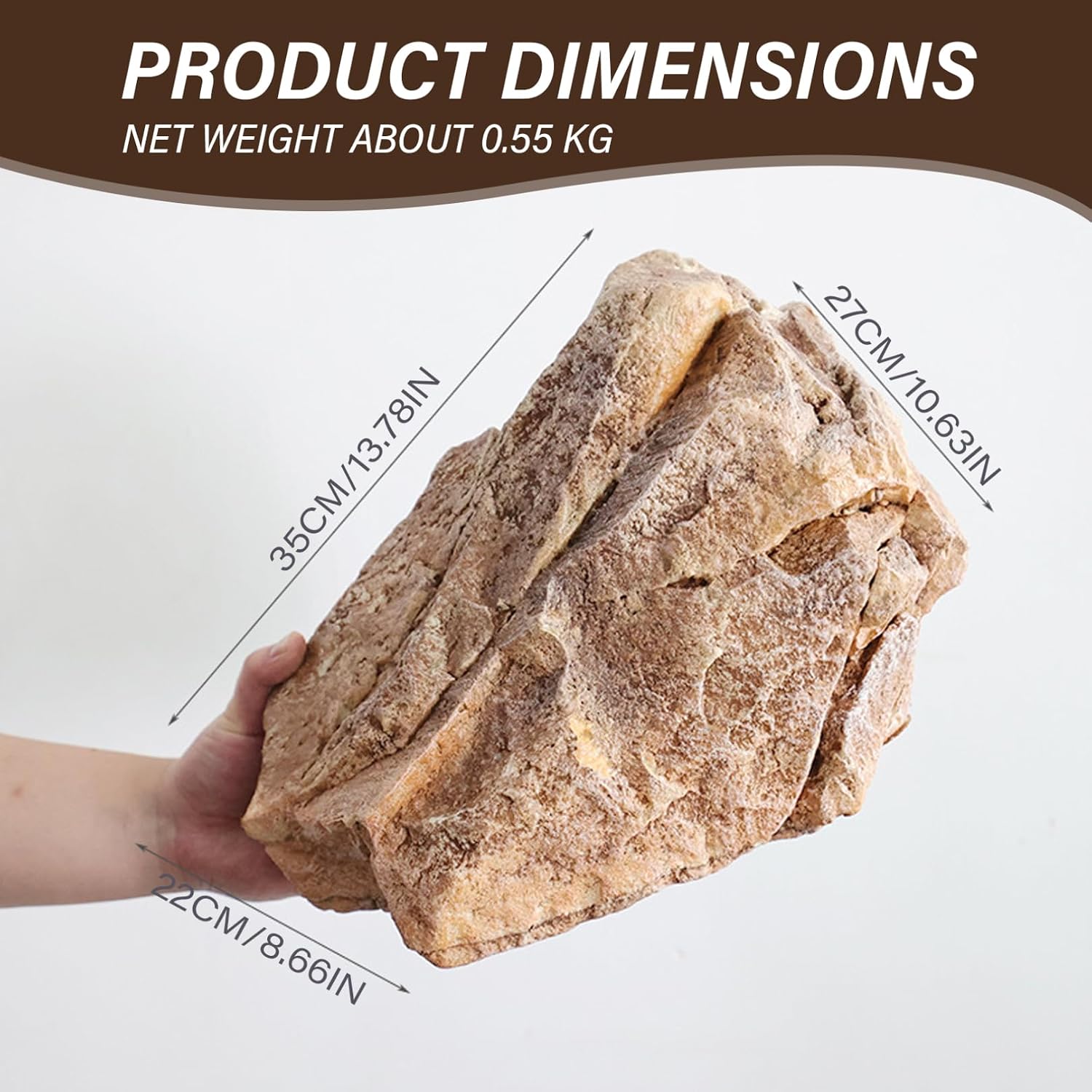 Fake Rock Realistic Landscape Rocks 13.8x10.6x8.7in Artificial Rocks for Landscaping Low Maintenance PU & Foam Well Covers for Yard, Sandstone Type