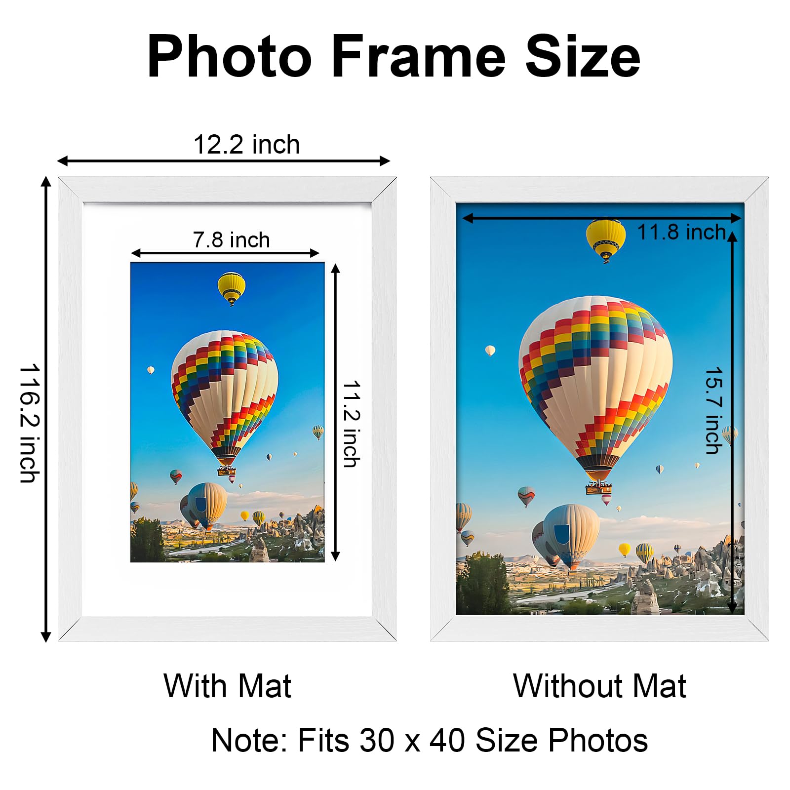 LVAOUO 30x40 Picture Frame, Wooden 30x40 Photo Frame (11.8x15.7 inch), Versatile 30x40 cm Frame White, Display - Image 2
