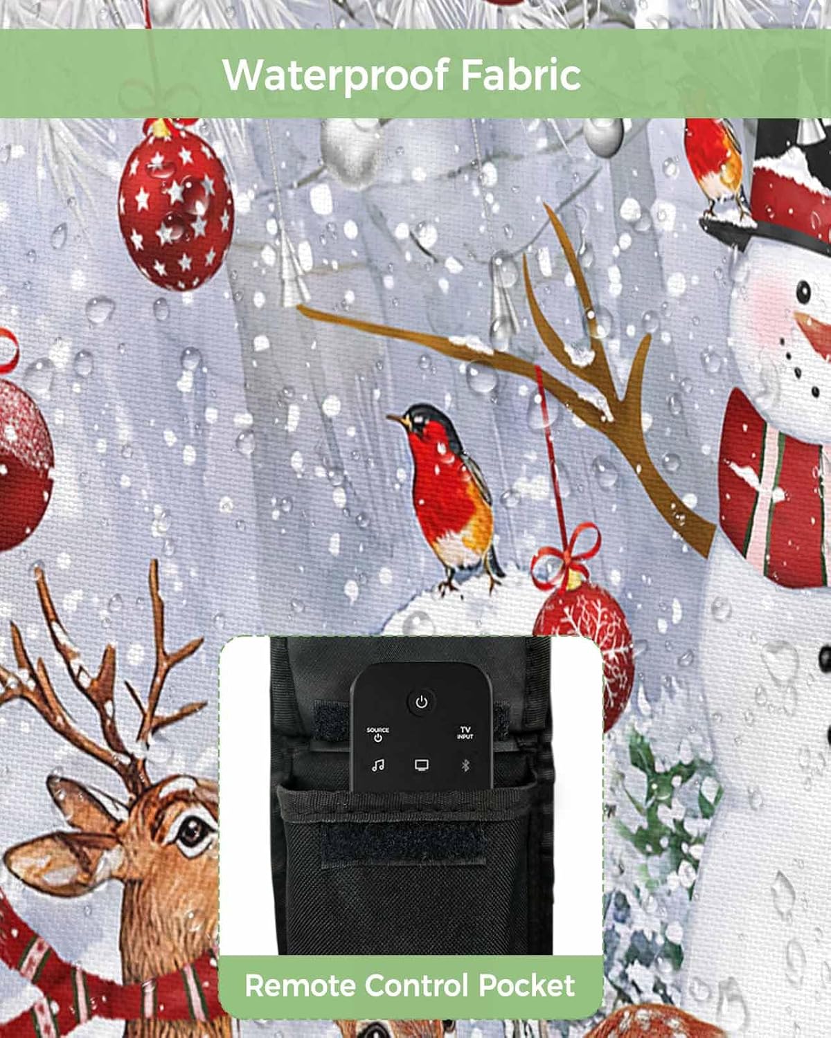 Christmas Snowman Garland Outdoor TV Cover 70"-75" - 600D Waterproof TV Cover Weatherproof TV Screen Protector Dustproof Winter Xmas Balls Elk Snowy TV Display Protector for Outside Flat Screen TV