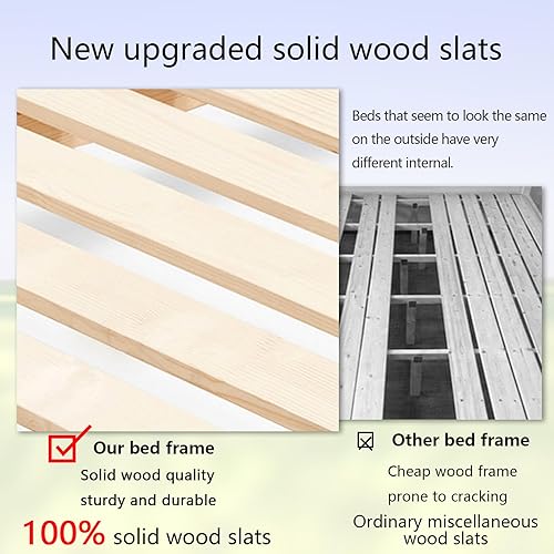 Miniatura 3 de Base de cama de plataforma tapizada de tamaño matrimonial con cómoda cabecera curvada con silla de montar, cama de plataforma moderna de estilo real