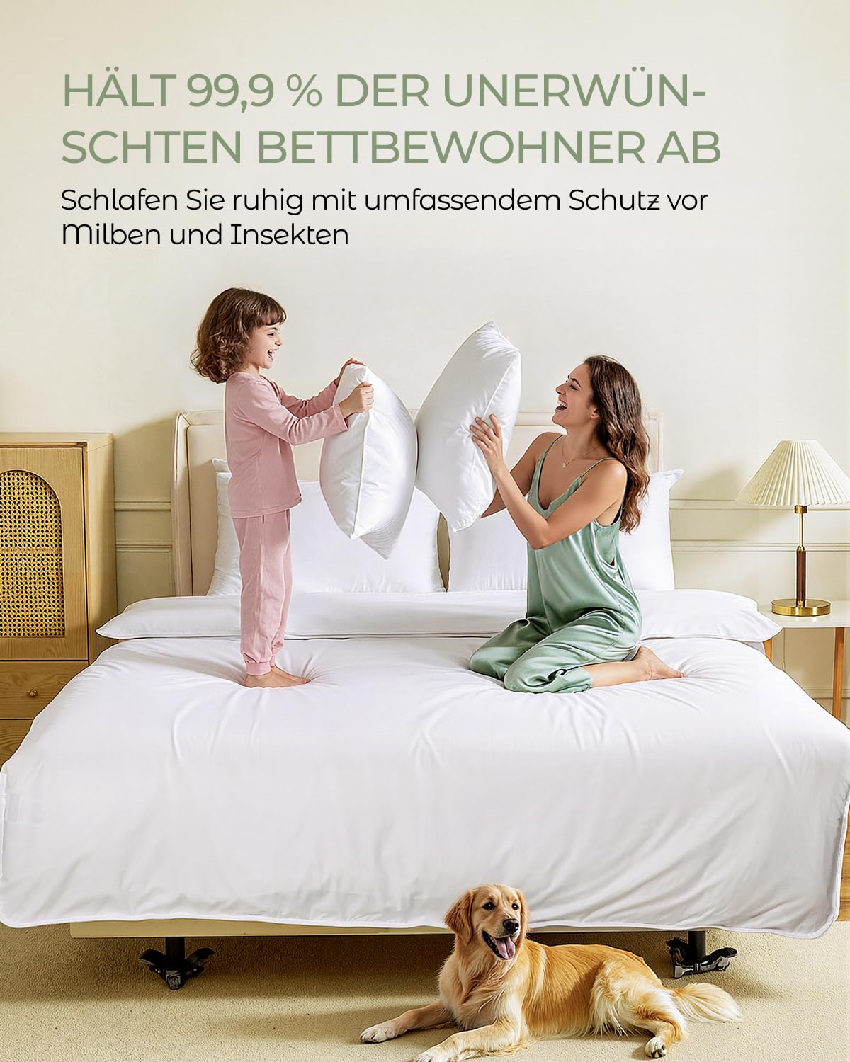 FAUNNA - Milbenschutzbezug Bettdecke - Encasing Fuer Allergiker aus 100% Baumwolle mit Reissverschluss gegen Milben und Bettwanzen - 135x200 cm