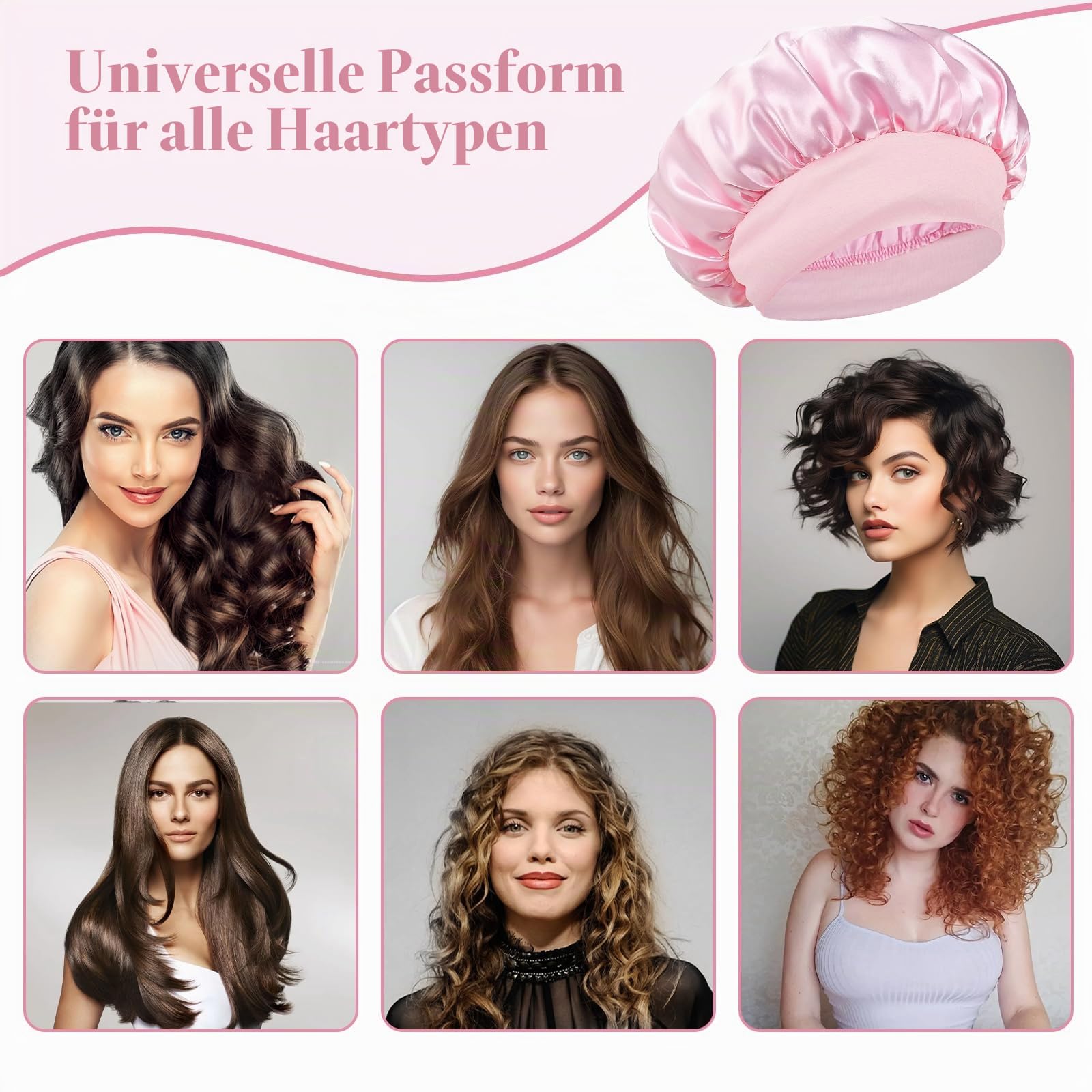 DAAIZIII 4er-Pack Schlafhaarnetz – Baumwolle, Elastisch, Schwarz/Rosa, Für Nacht, Küche & Beauty – 2x Schwarz, 2x Rosa