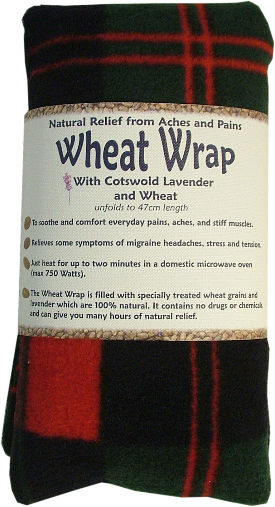 Vagabond Bags Ltd Wheat Wrap in Red and Green Check, Red & Green, Cotswold Lavender