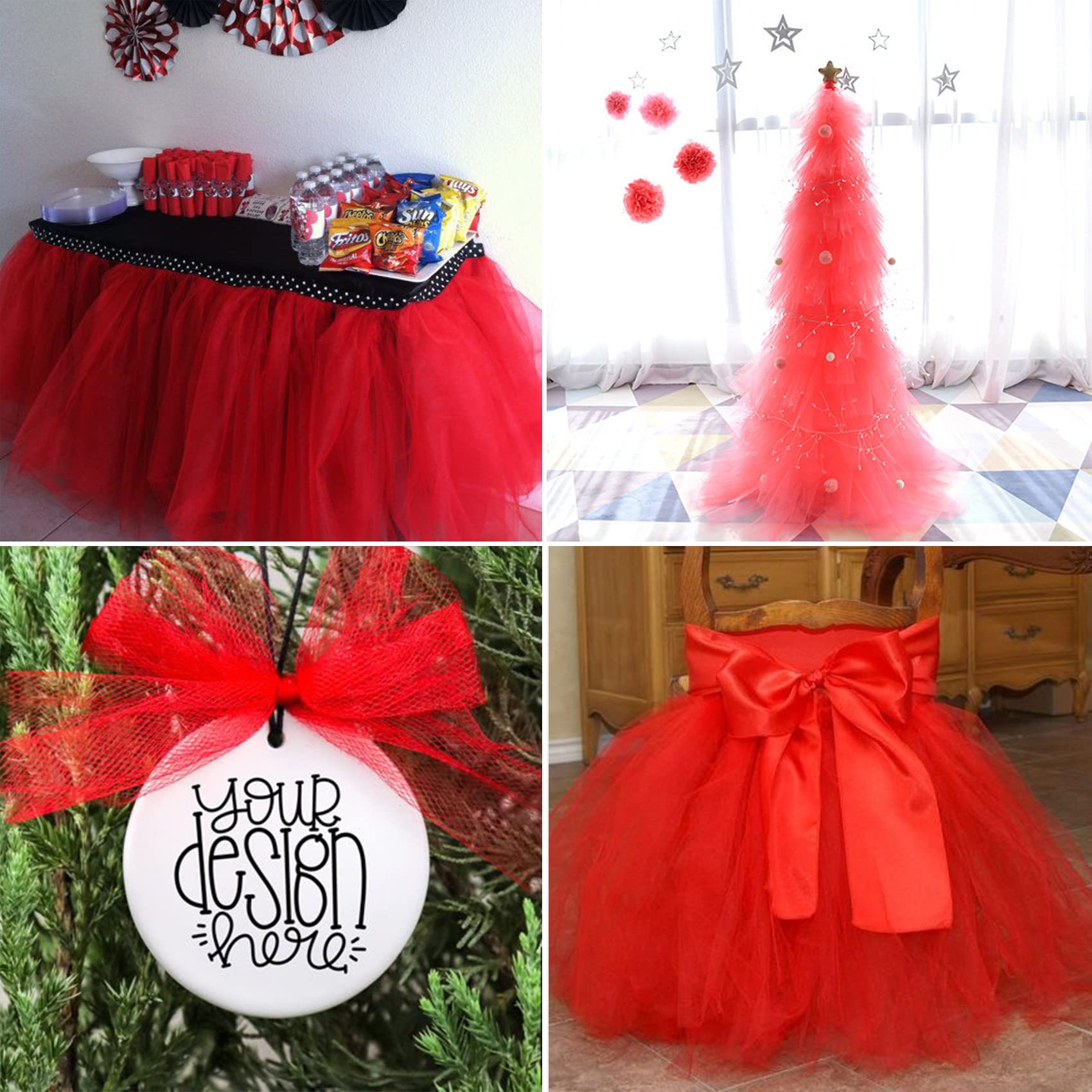 Czerwone tiulowe rolki z tkaniny, 137 x 40 m, tiulowa szpula do dekoracji ślubnych, DIY, tutu, baby shower, spódnica, dekoracja sufitowa, dekoracja urodzinowa, artykuły rzemieślnicze