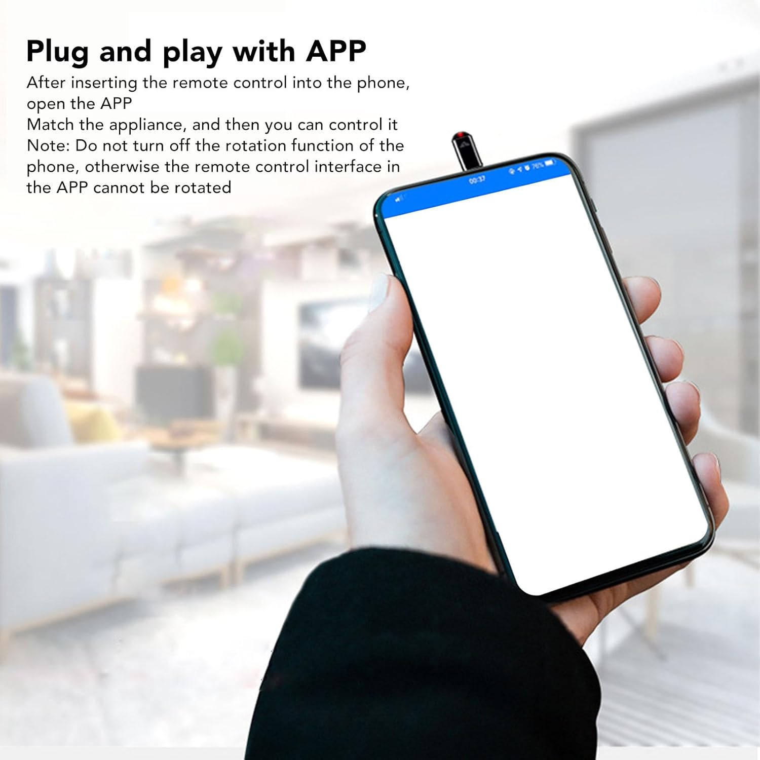 Luqeeg Type C IR remote plugged into a smartphone