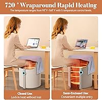 Vista 2 de Under Desk Heater for Office & Home, Quiet Electric Foot/Leg Warmer with Heated Floor Mat, Personal Electric Panel Space Heater with Thermostat &