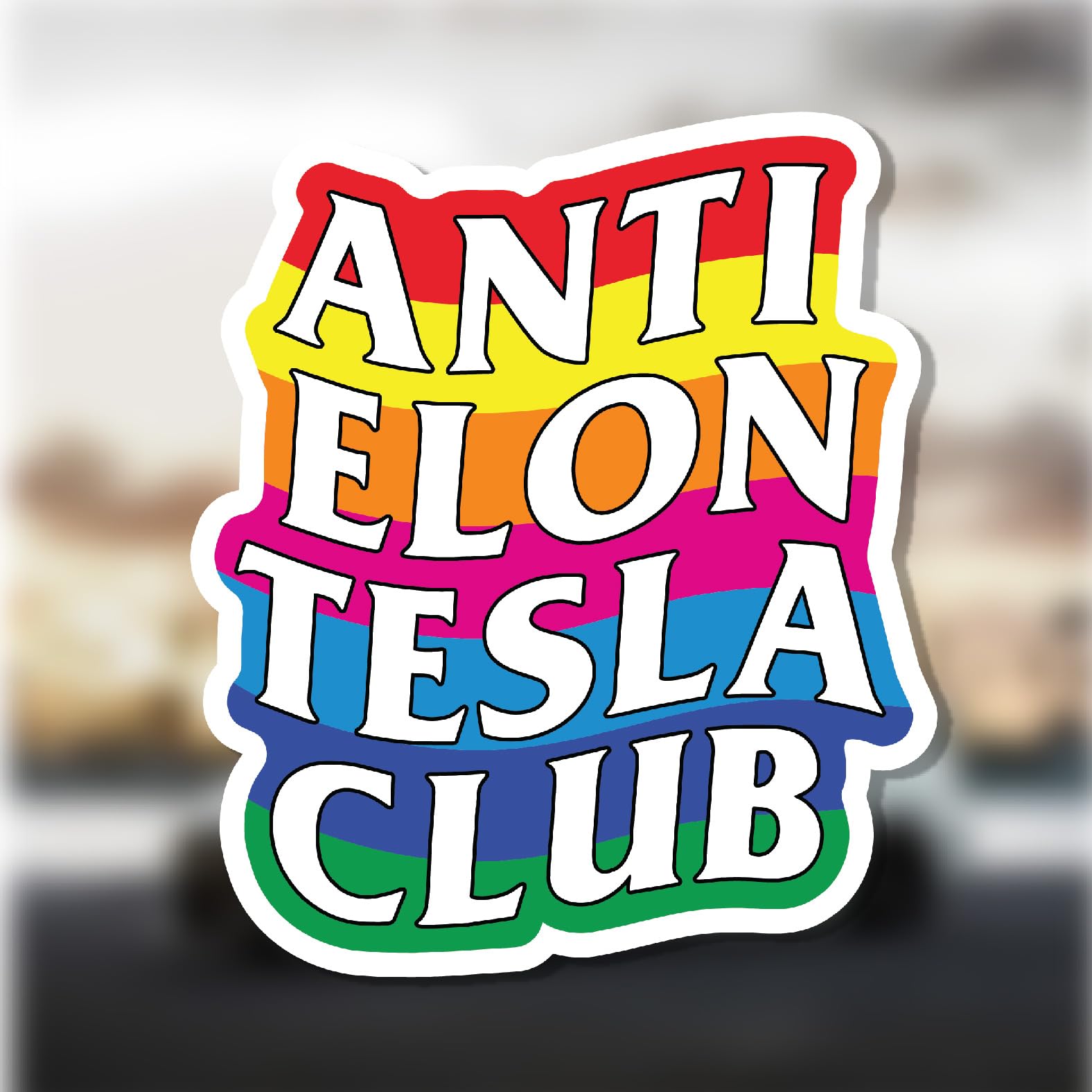 Anti Elon Tesla Club Colorful Magnet Decals (5x4.28inches)- Funny Bumper Reusable Decal for Tesla Owners - Regret Accessories for Cars, Truck, and
