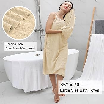 Amazon.com: 8 Pcs Beige Yellow Oversized Bath Towel Set-2