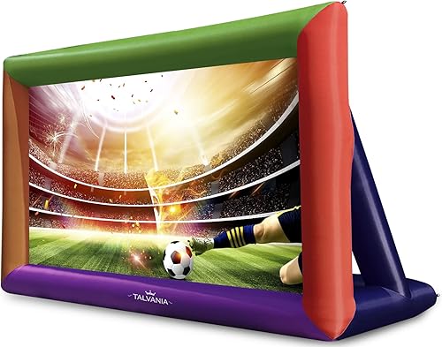Pantalla de proyector inflable de 14 pies para ver películas de TV en exteriores e interiores, soplador, amarre, estacas, bolsas de arena y bolsa de