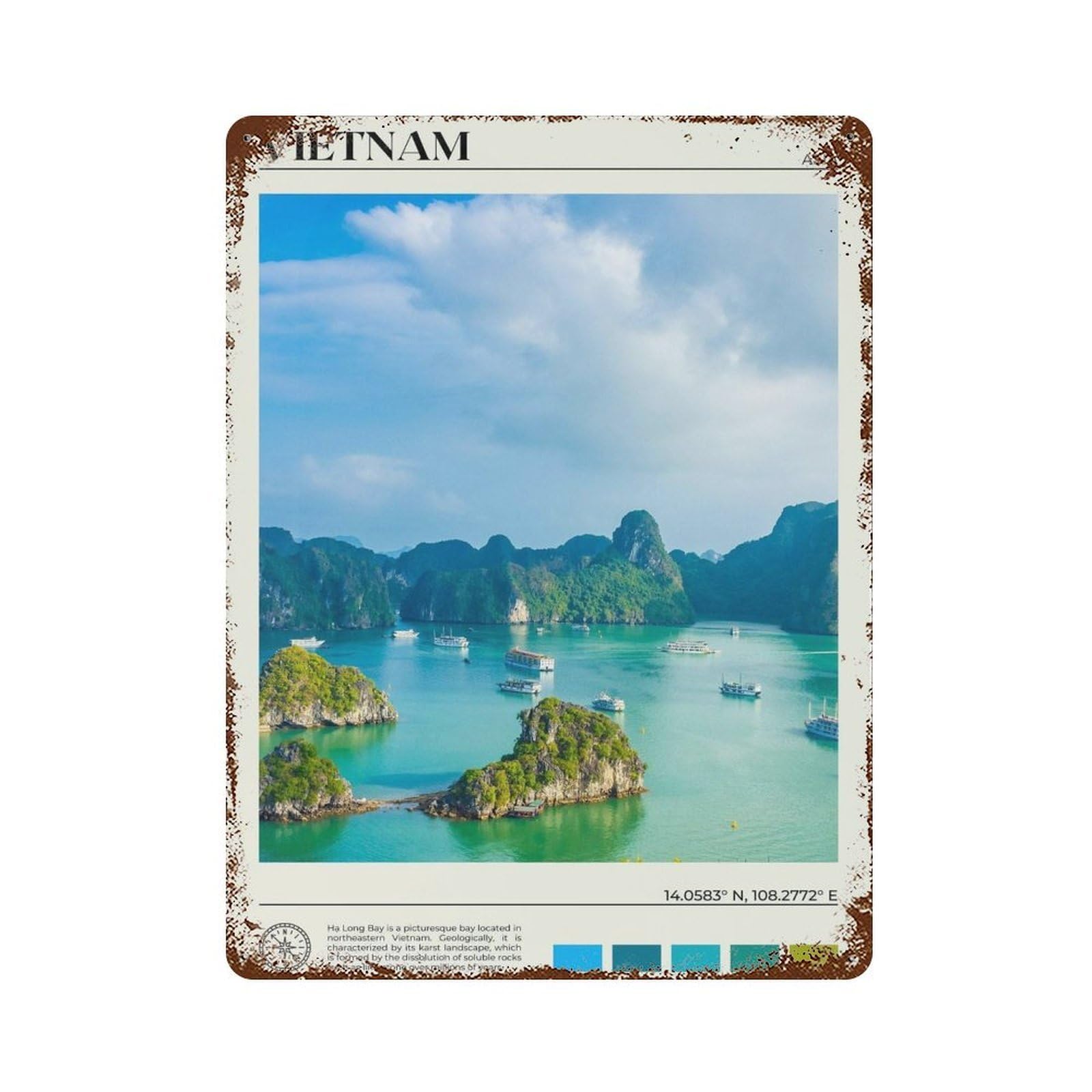 xiaoxiaoshen Real Photo Vietnam Decor Asia Wall Decor Art Metal Tin Poster Modern Home Decor Art Home Bar Shop Decorations Vintage Sign 40x30cm