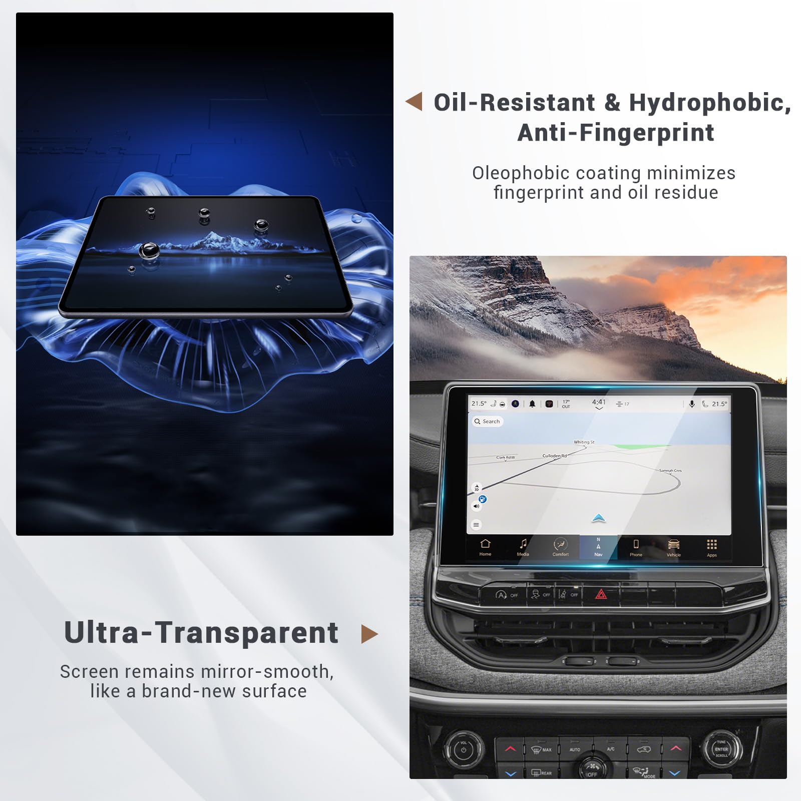 CDEFG Compatibile Con Jeep Avenger 2023 2024 2025 Navigazione E Pannello Strumenti Pellicola Protettiva 4H Resistente Ai Graffi 10,25 Pollici GPS Screen Protector Navi Film Avenger Accessori 4 Pezzi