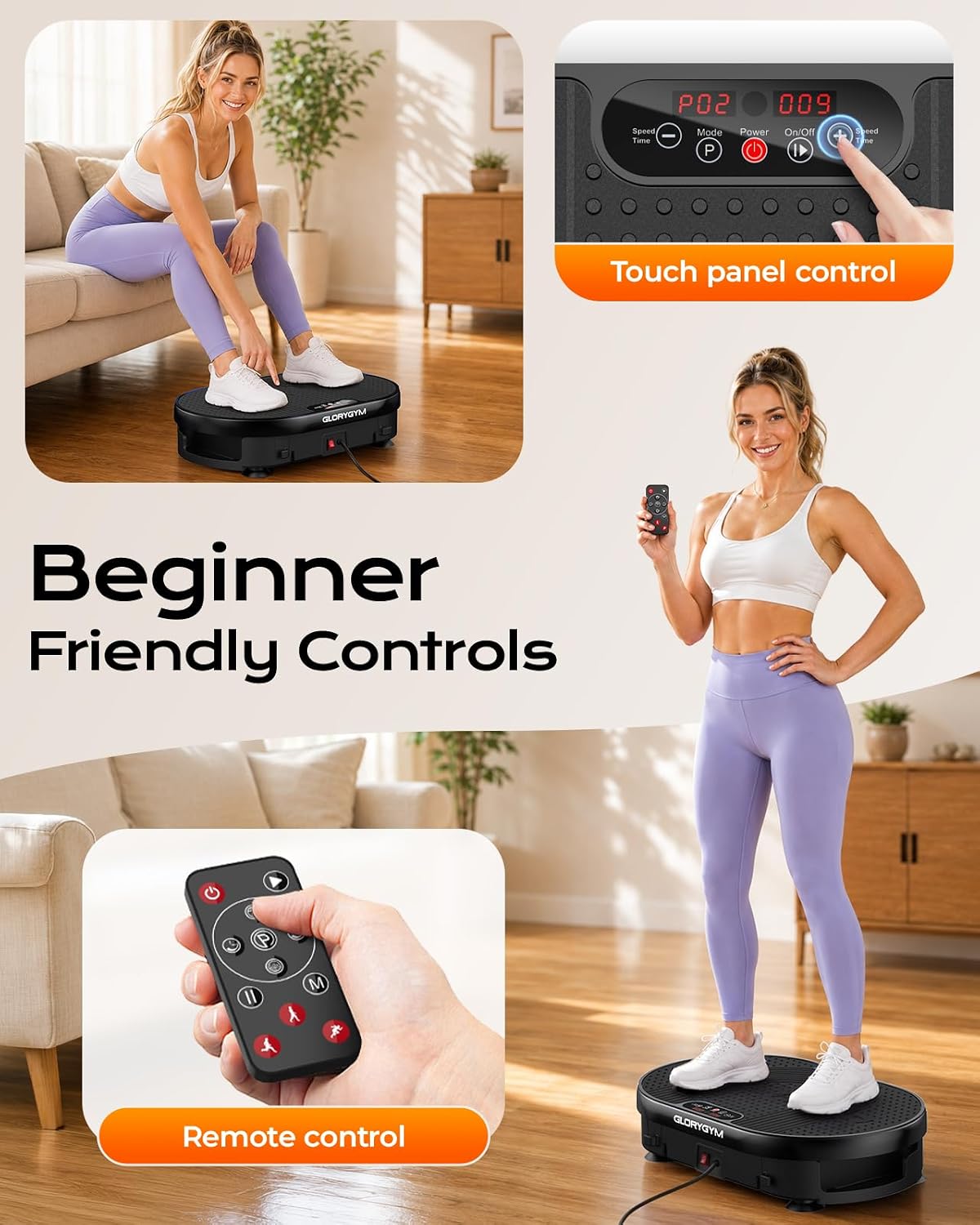 Vibration Plate Exercise Machine for Body Shaker Machine & Weight Loss, Shake Plate with Resistance Bands, 120 Speed Levels, Remote Control, Full Body Workout, Compact Home Gym Equipment