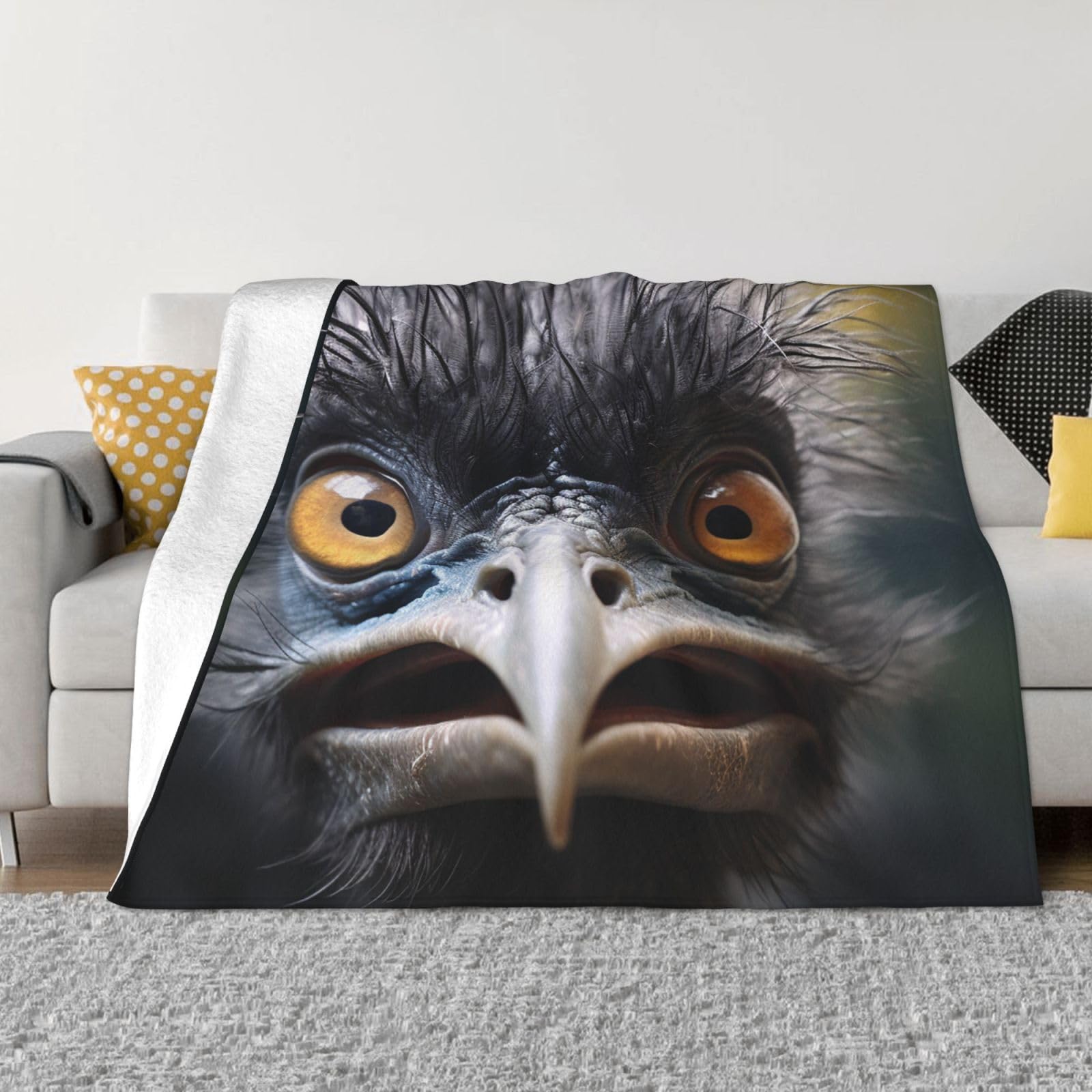 FodPand Emu Fleece Blanket 60"x50" Lightweight Warm Throw Blanket for Bed Couch Cozy Air Conditioning Quilt All Seasons Decorative Fuzzy Blankets Gifts for Women Men