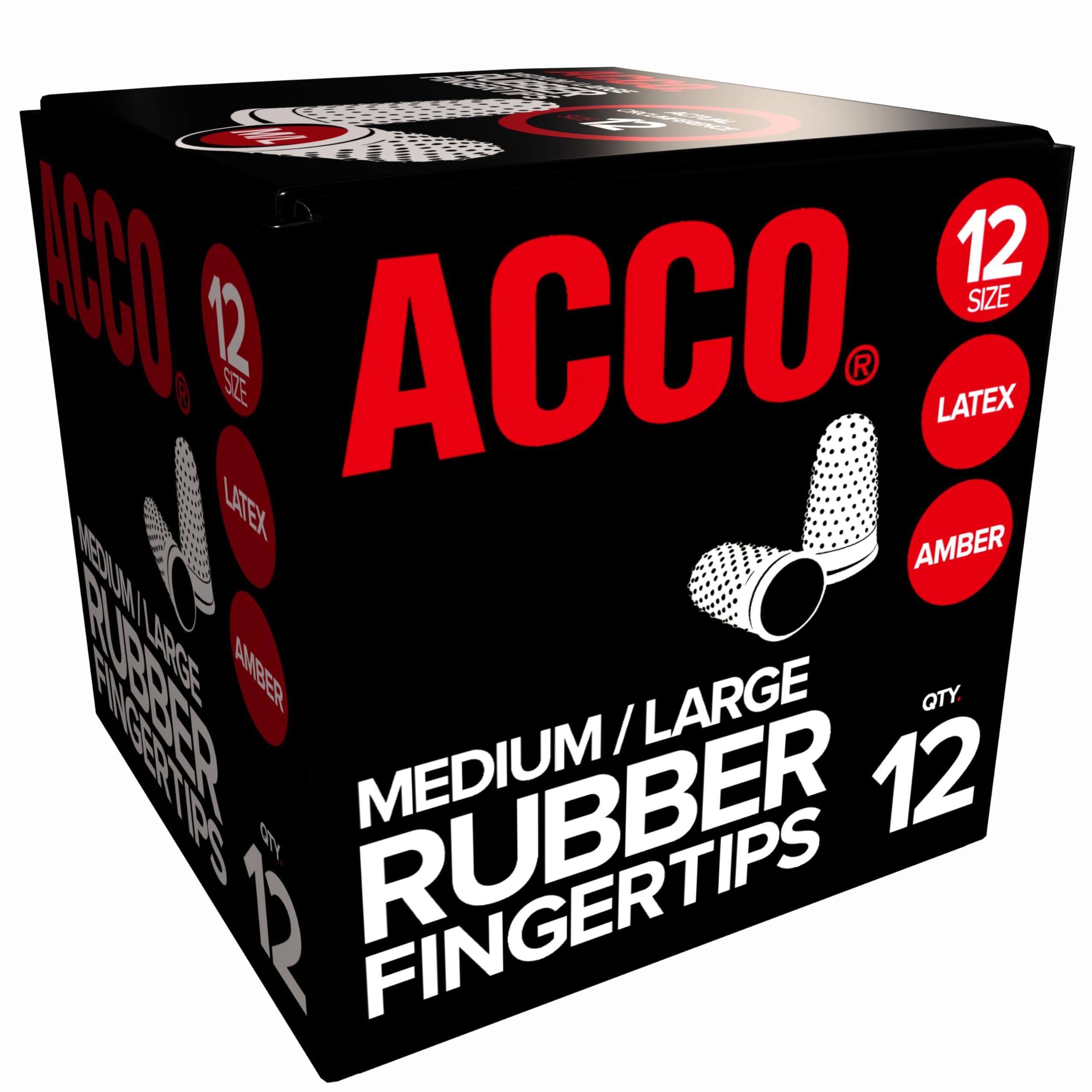 ACCO Rubber Finger Tips, Size 12 (Medium), 11/16" Base Diameter, Nubbed for Better Gripping, 12 Count Box (S7054032)