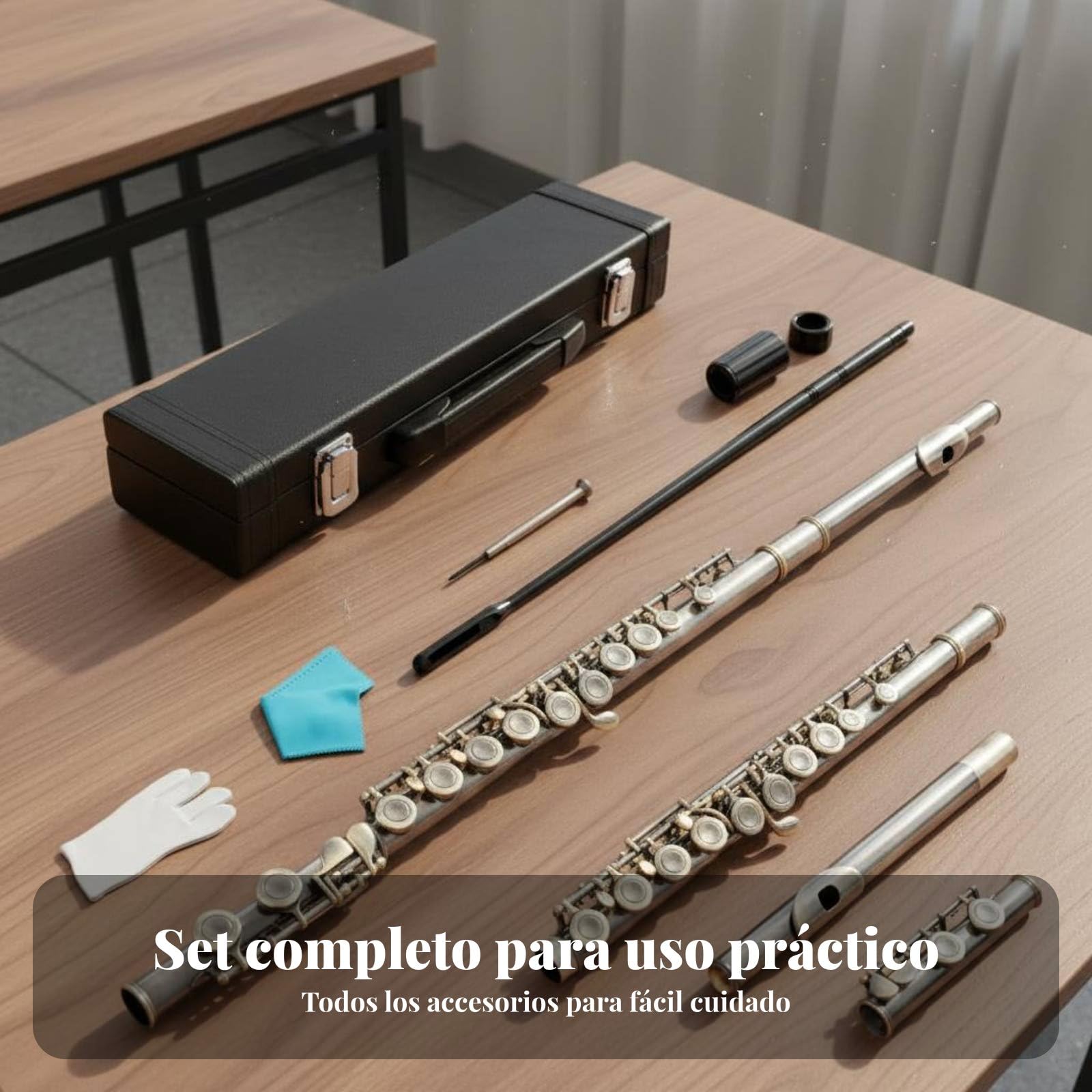 Flauto Traverso Placcato Argento Flauto Traverso in Do Suono Chiaro per Studenti, Musicisti Amatoriali, Banda Scolastica, Scuola di Musica, Esibizioni, Argento