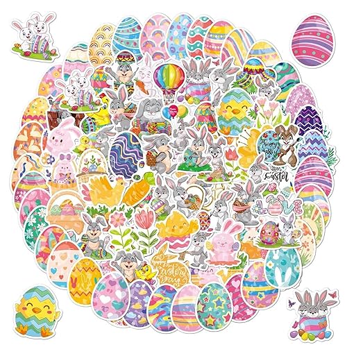 100 Stück Osteraufkleber, Ostereier Sticker, Osterdeko, Ostern Aufkleber Selbstklebend, Frohe Ostern Aufkleber, Hase Osterhasen Aufkleber, Ostersticker für Osterkarte Ostern Geschenke Osterdeko