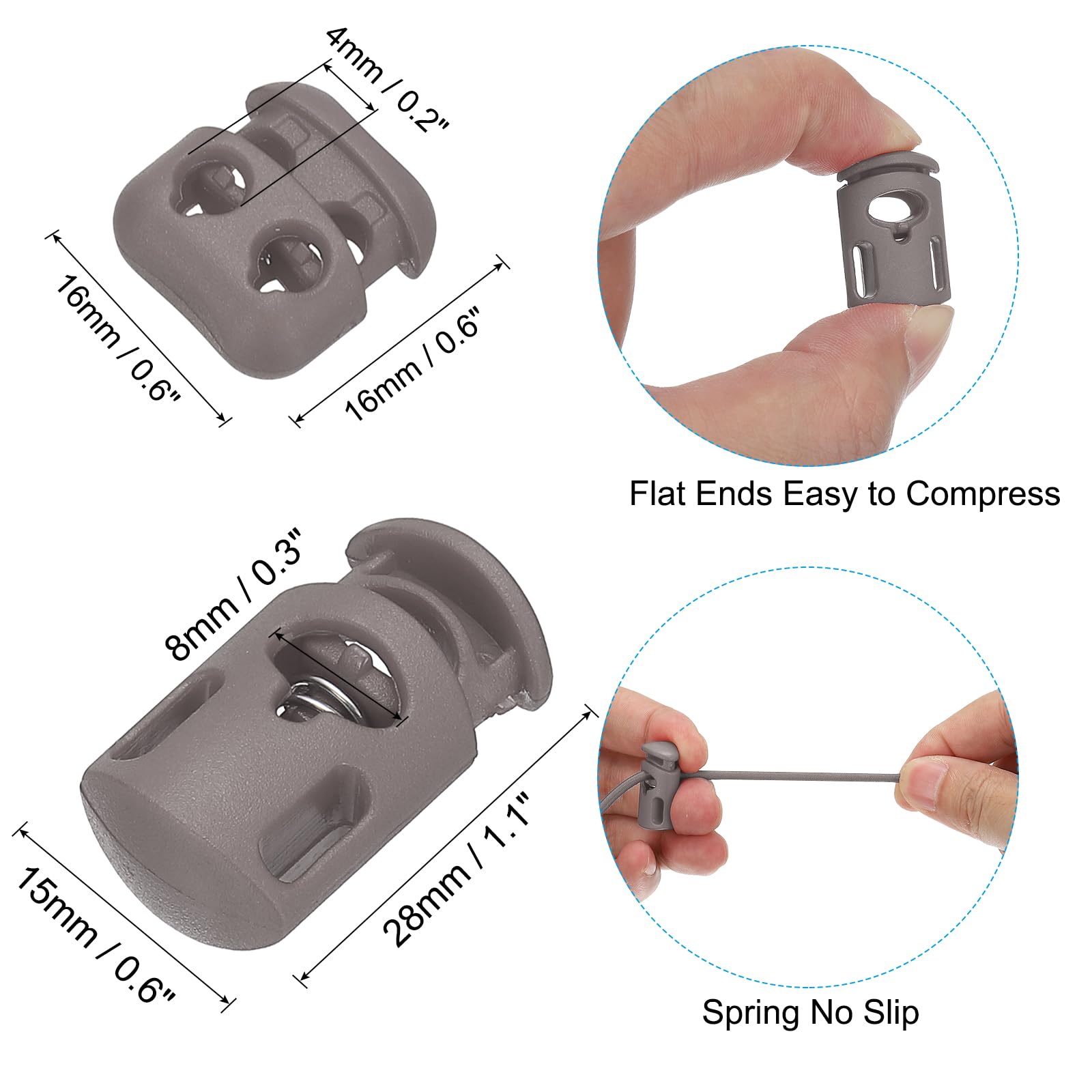 PATIKIL 16 Yard Elastic Bungee Cord & 10pcs Single Hole Cord Lock & 10pcs Double Hole Spring Toggle Stopper for Paracord Drawstring Shoelace Clothing Backpack Bags - Image 3