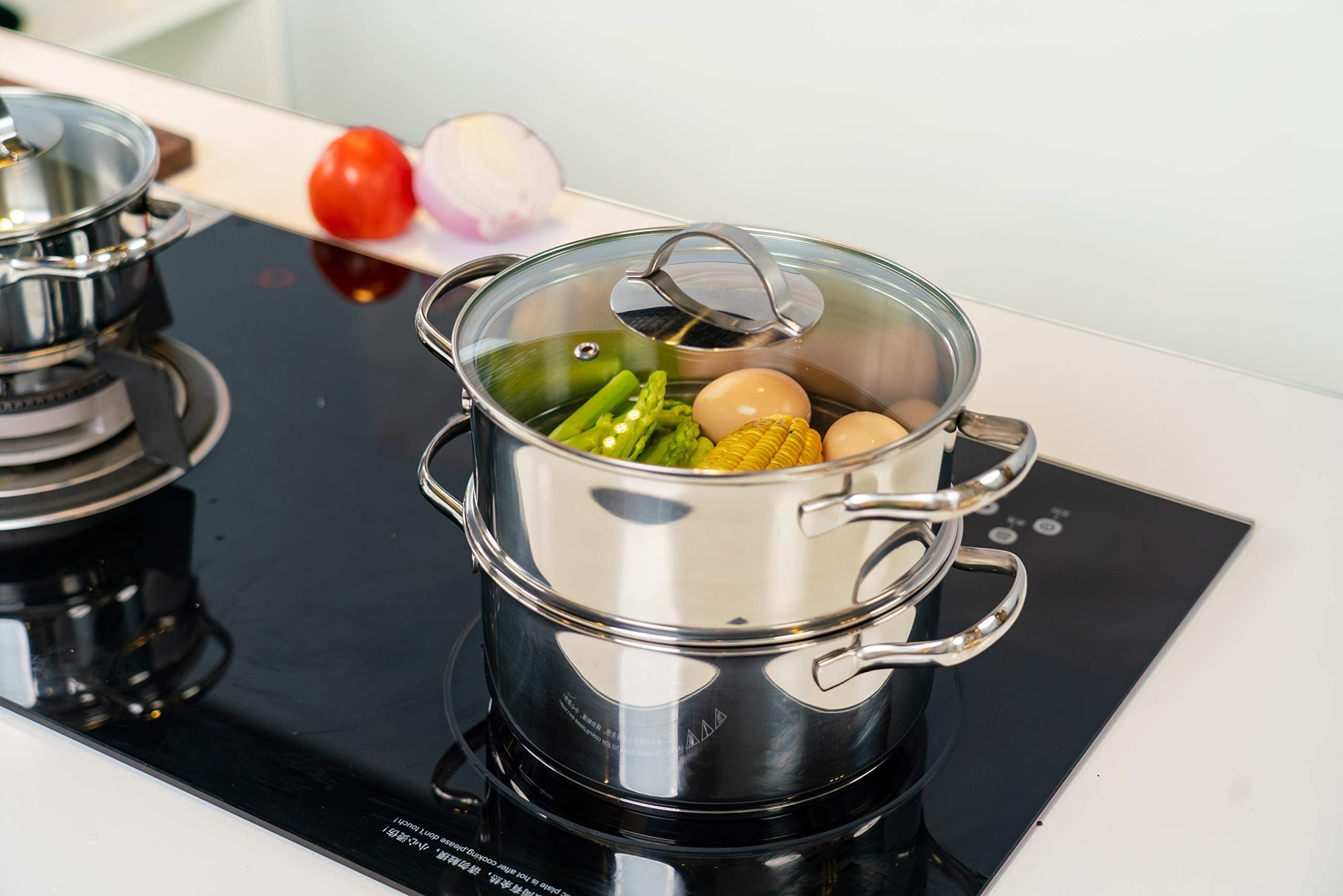 Amazon Basics Ensemble De 11 Ustensiles De Cuisine Antiadhésifs Pour Induction En Céramique Et Acier Inoxydable, Avec Couvercles