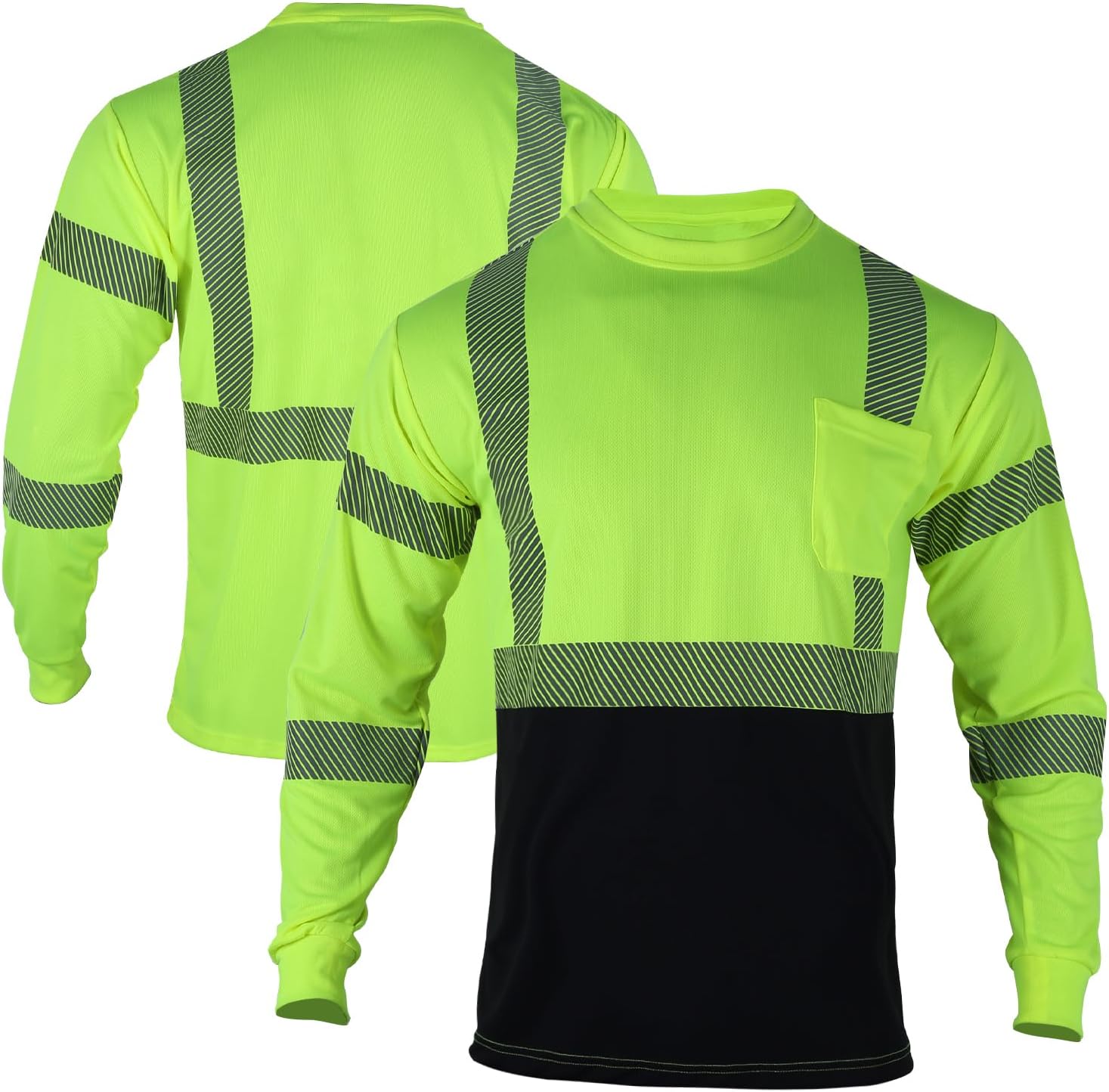 FONIRRA Safety Reflective High Visibility T Shirts for Men with Long Sleeve Construction Work Shirts ANSI Class 3(Yellow,M)